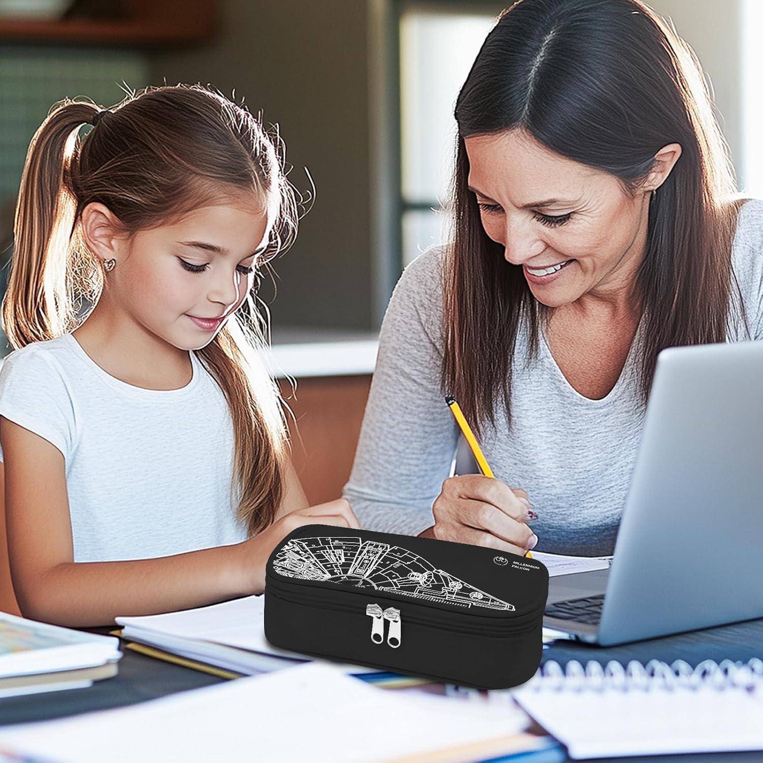 Estuche de Lápices WRIGAEL Grande Negro Kawaii 21.5x10.2cm