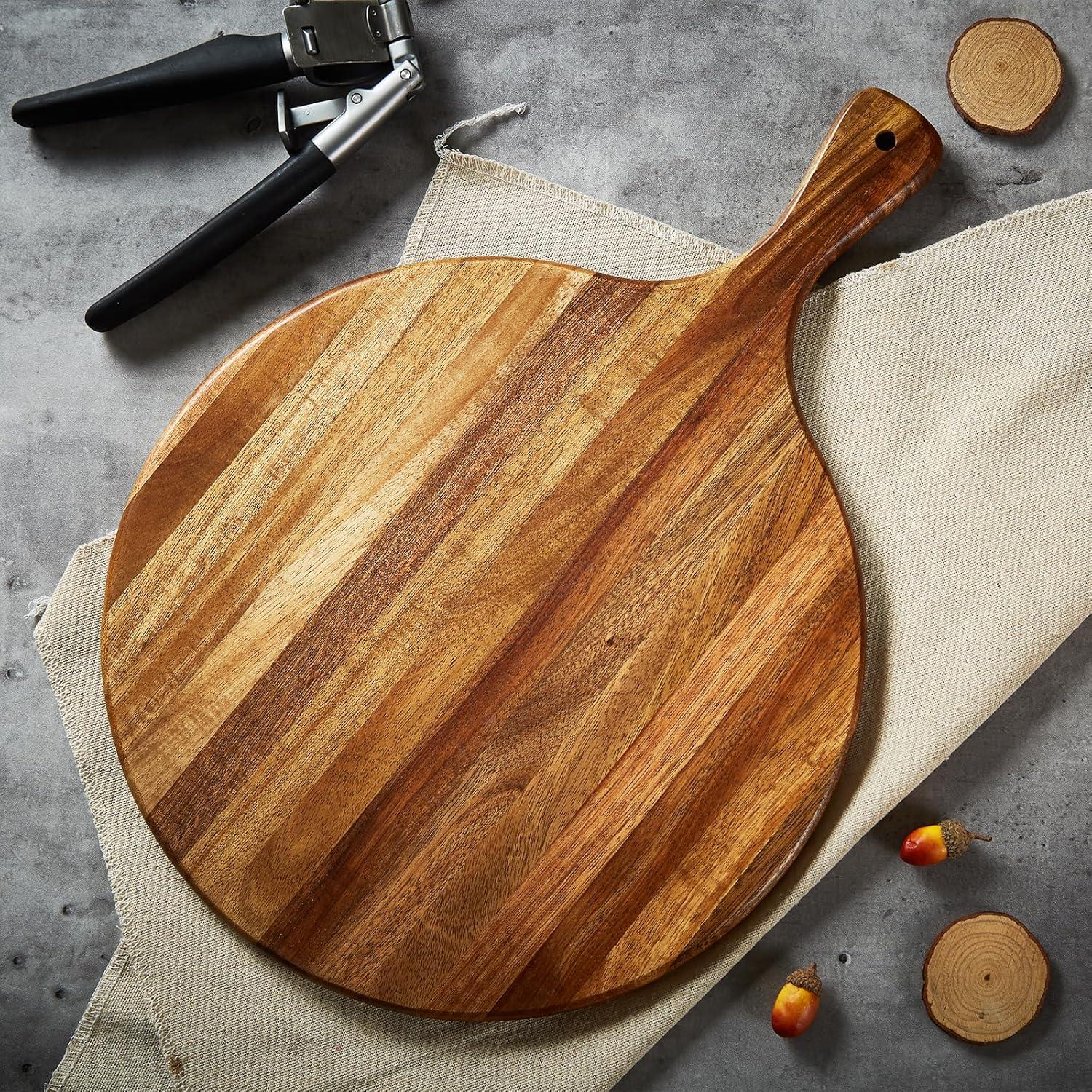 Tabla de Cortar Redonda TEIBVG de Madera de Acacia 40.6cm