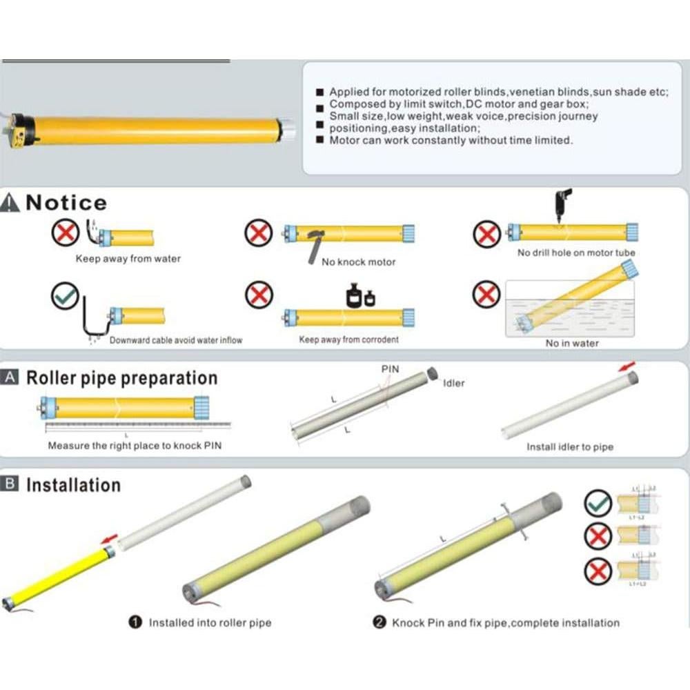 Motor de persiana enrollable tubular 6DUSHOP AM25 DC 12V