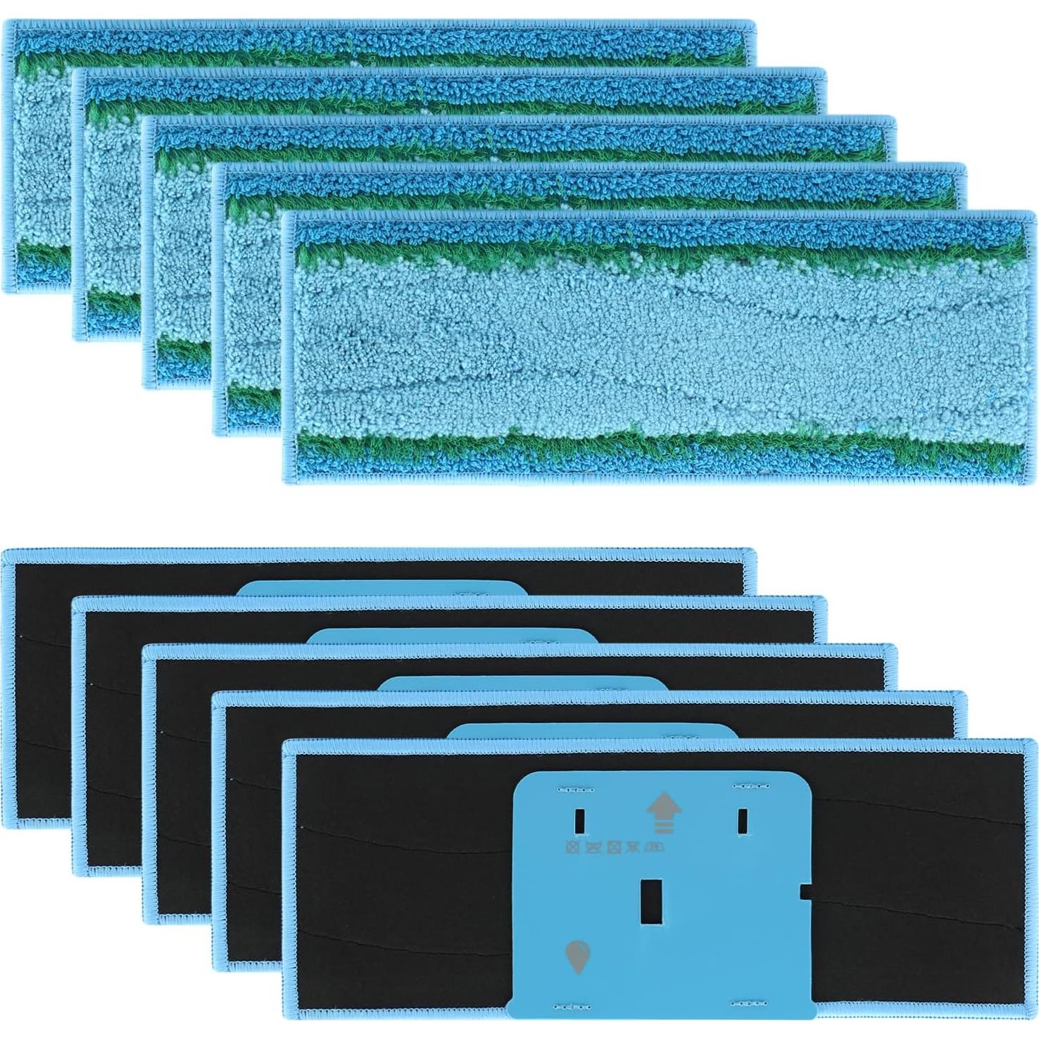 Bibabala 10pcs Microfiber Mop Pad Floor Reusable Soft Washable Fit for M6 Series Robot(Color:Blue)