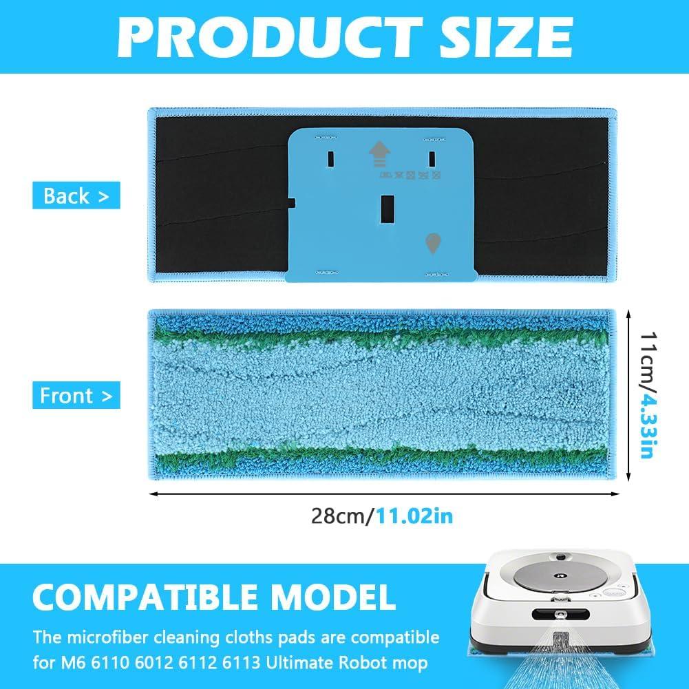 Bibabala 10pcs Microfiber Mop Pad Floor Reusable Soft Washable Fit for M6 Series Robot(Color:Blue)