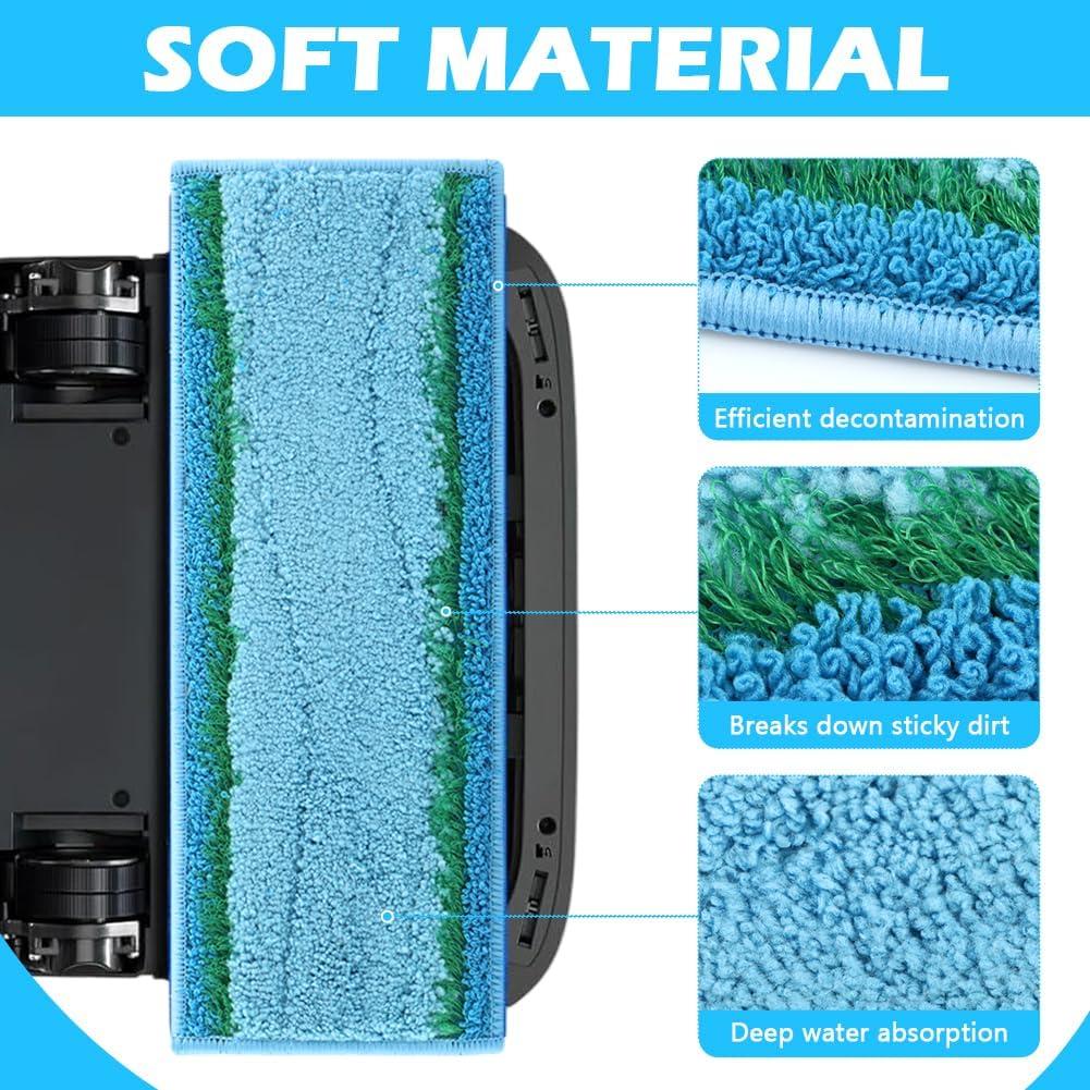 Bibabala 10pcs Microfiber Mop Pad Floor Reusable Soft Washable Fit for M6 Series Robot(Color:Blue)