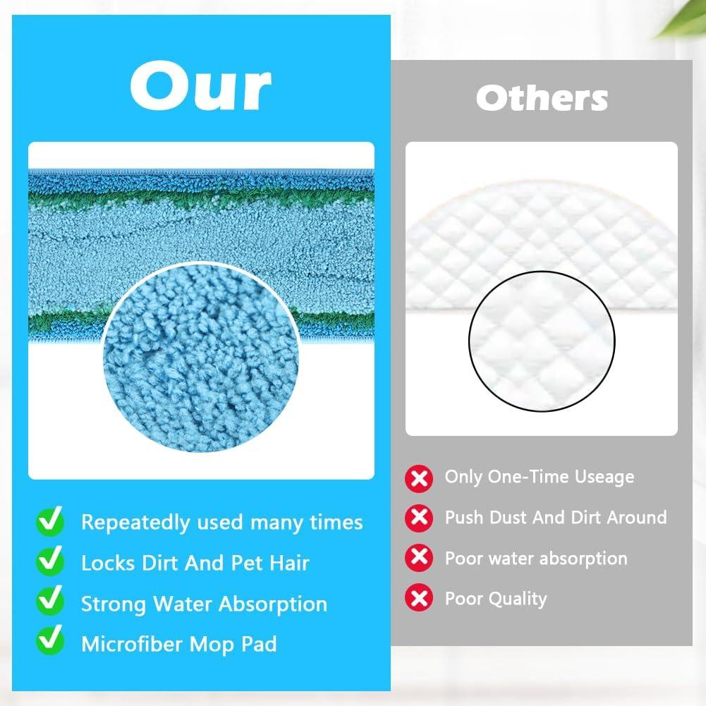 Bibabala 10pcs Microfiber Mop Pad Floor Reusable Soft Washable Fit for M6 Series Robot(Color:Blue)