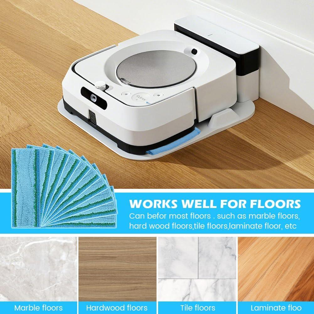 Bibabala 10pcs Microfiber Mop Pad Floor Reusable Soft Washable Fit for M6 Series Robot(Color:Blue)