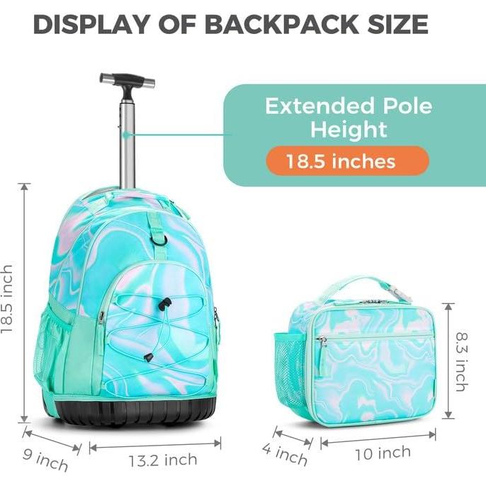 Mochila Rodante Choco Mocha Teal 18.7" con Almuerzo