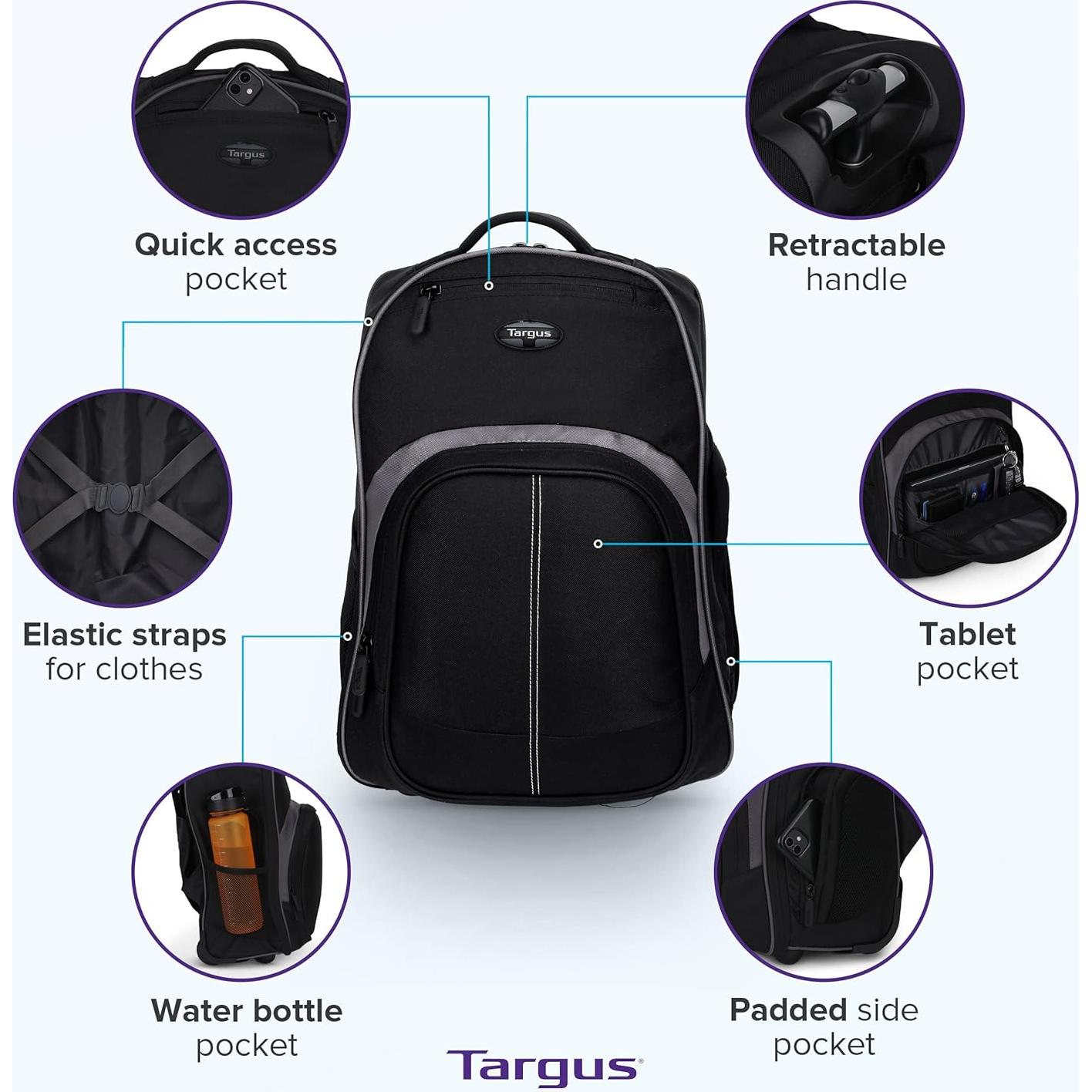 Mochila Rodante Targus 16" Negra con Funda para Laptop