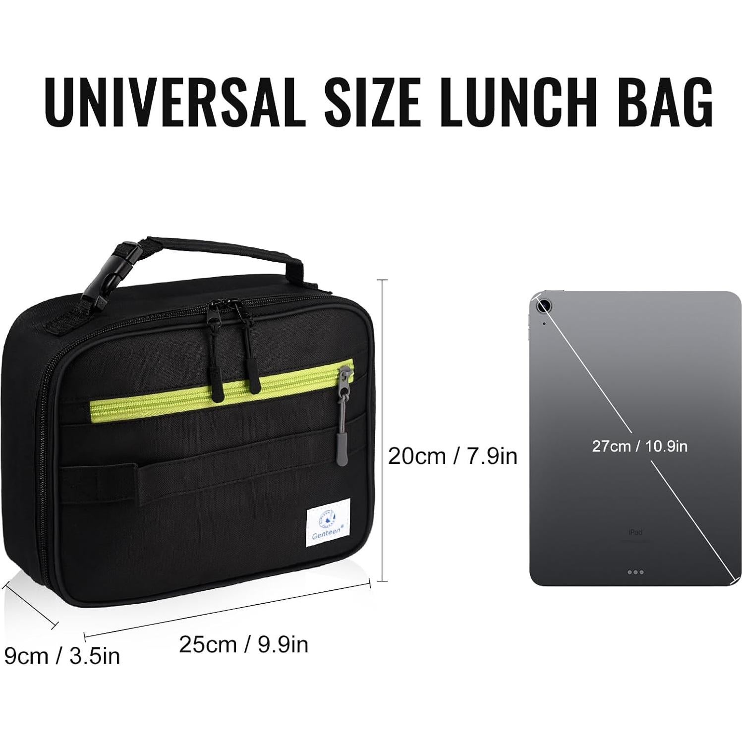 Bolsa de Almuerzo Genteen Aislada 5L Negra para Niños