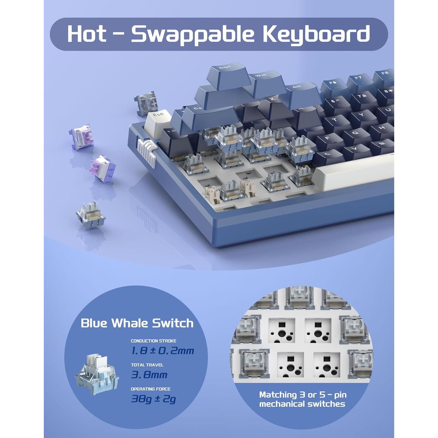 Teclado Mecánico MageGee SKY98 96% RGB Azul Prusiano