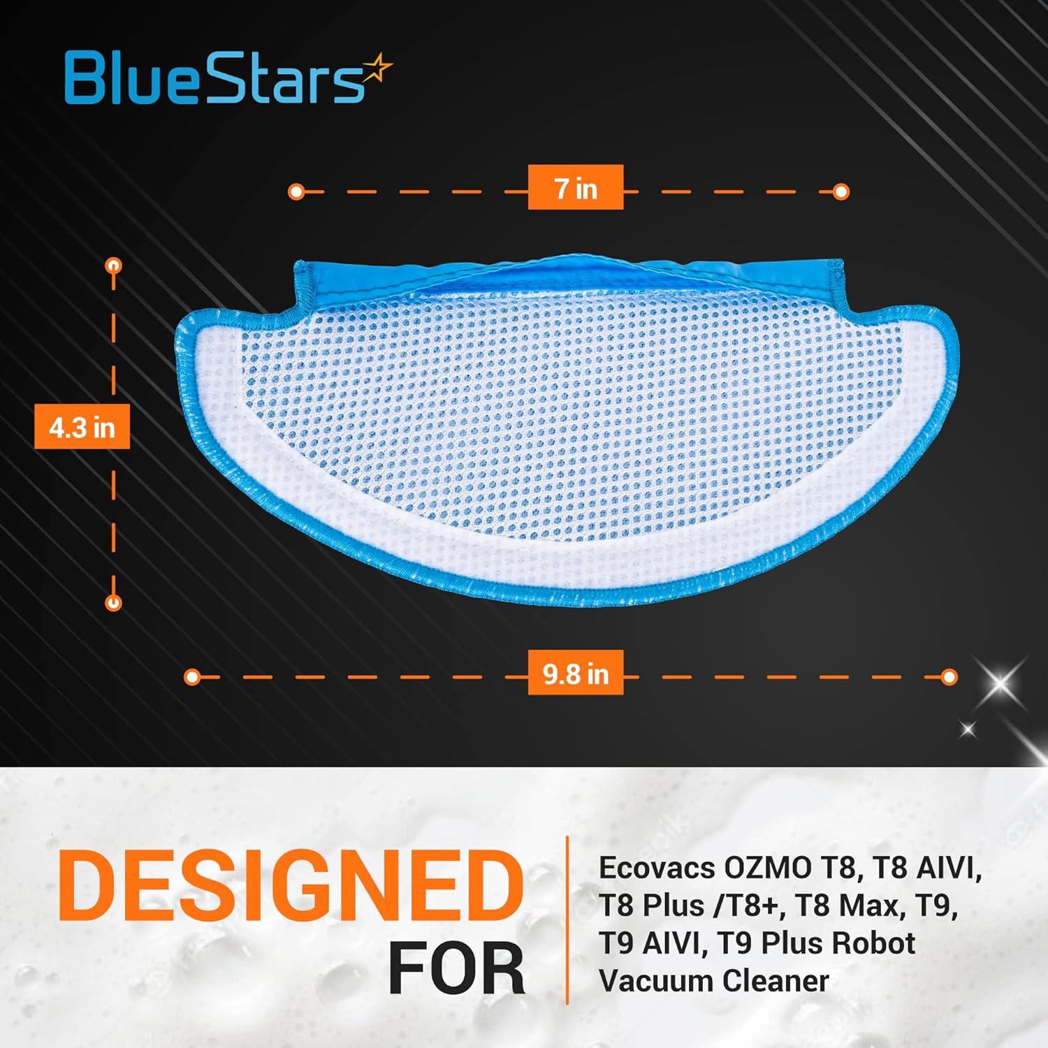 BlueStars 10-Pack Microfiber Mopping Cloths for Ecovacs Deebot Ozmo T8 AIVI, T8 Max, T8/T9 Series, N8 Pro Plus, N8 Pro+, Washable and Reusable