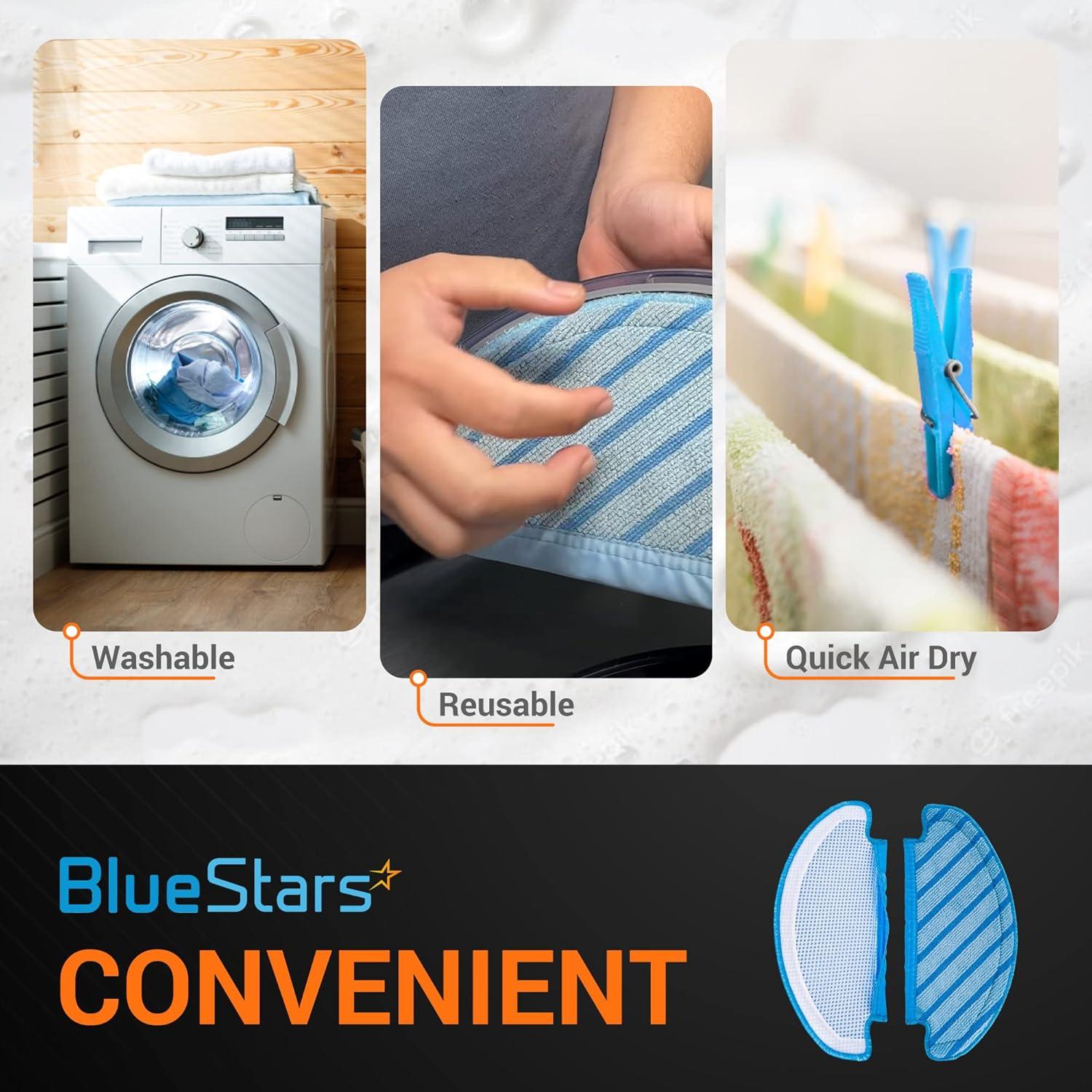 BlueStars 10-Pack Microfiber Mopping Cloths for Ecovacs Deebot Ozmo T8 AIVI, T8 Max, T8/T9 Series, N8 Pro Plus, N8 Pro+, Washable and Reusable