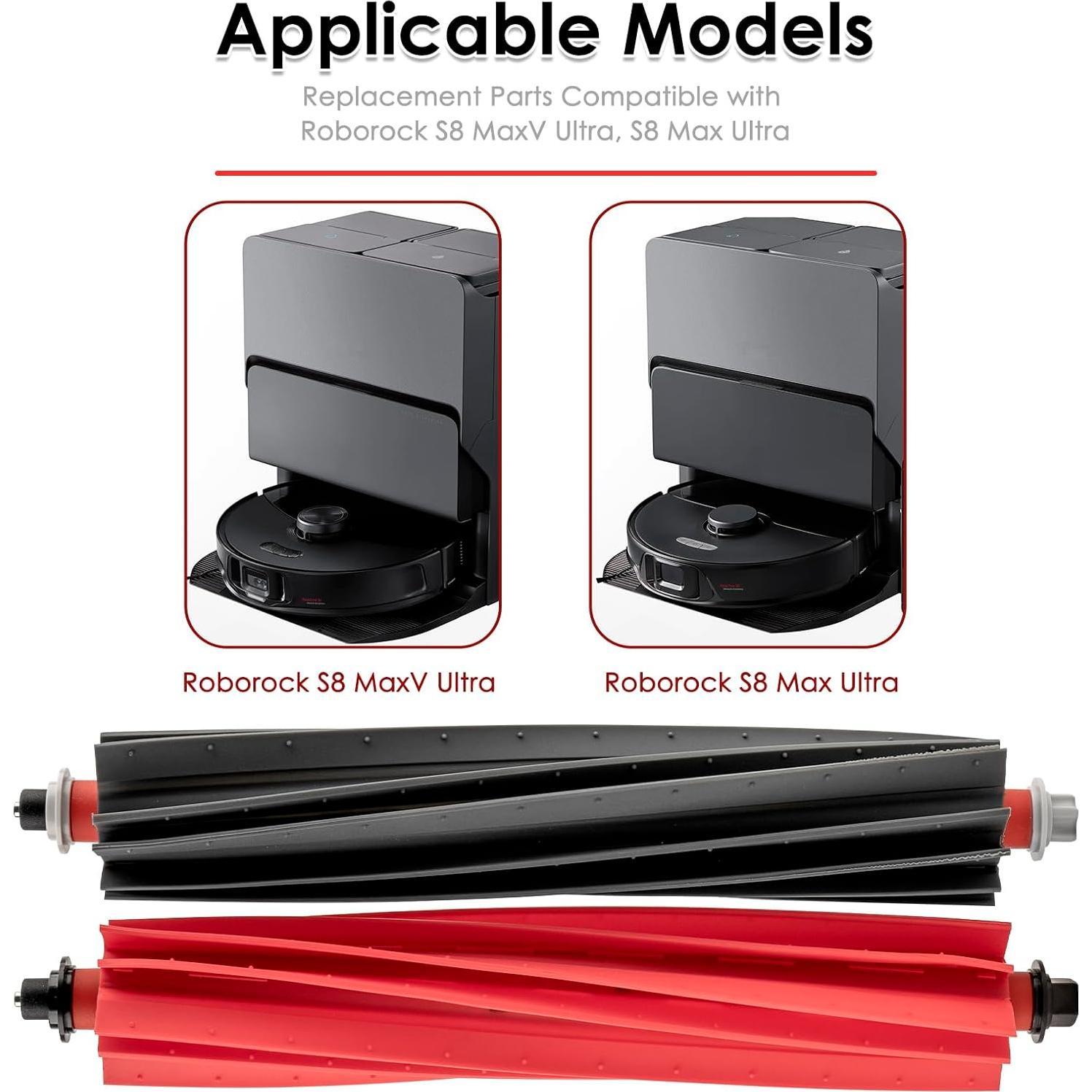 Cepillos de Rodillo S8 MaxV Ultra - 2 Piezas de Goma para Aspiradora Robot