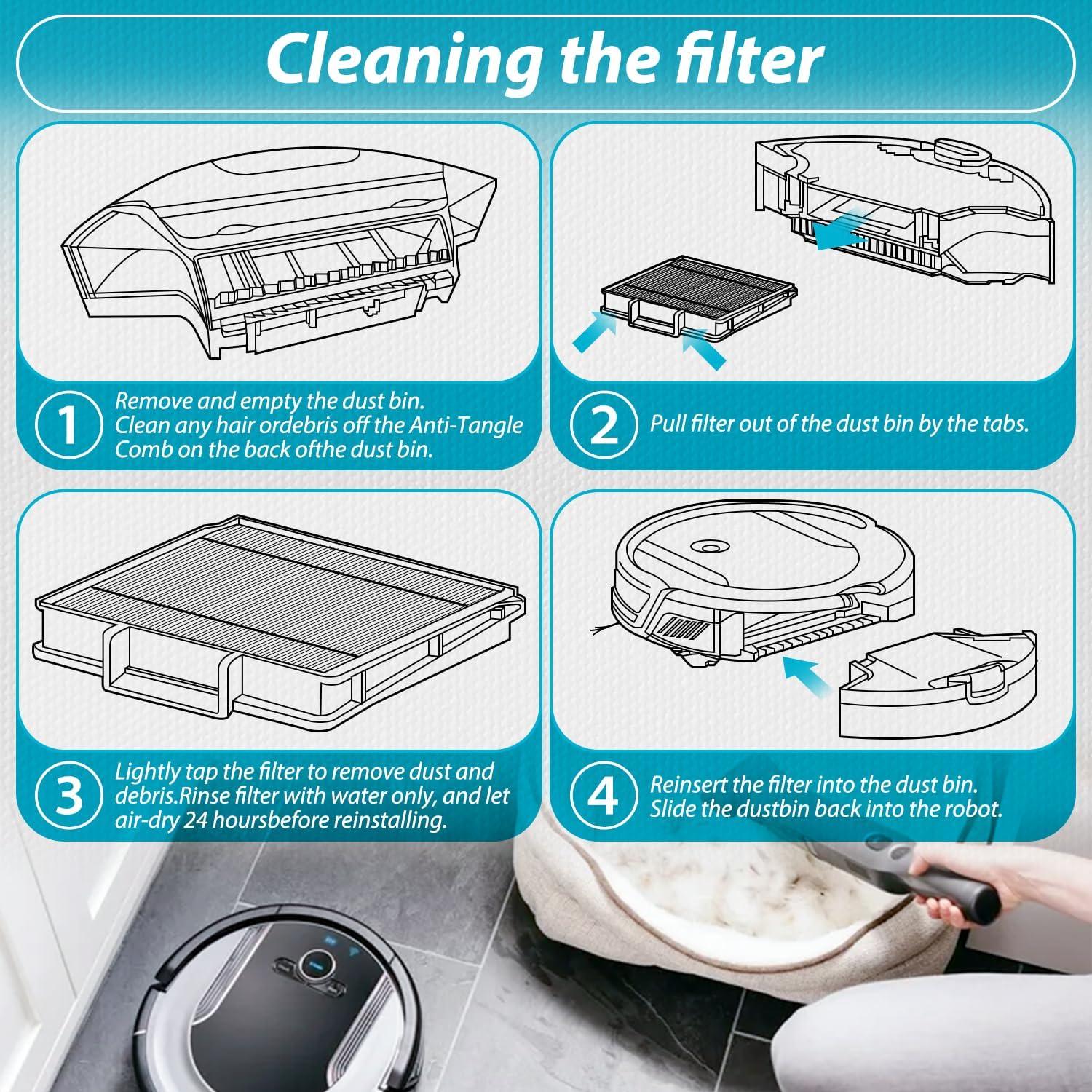 Paquete de 2 Filtros HEPA LEFITPA RVFFK950 para Robot Shark