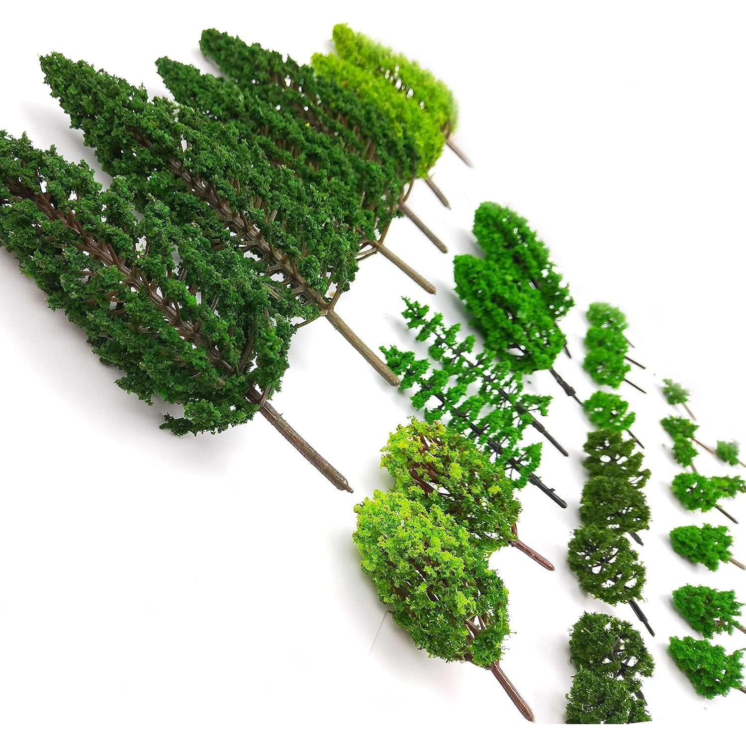 MOMOONNON 36 Árboles de Modelo Verde 3.5-15 cm para Diorama