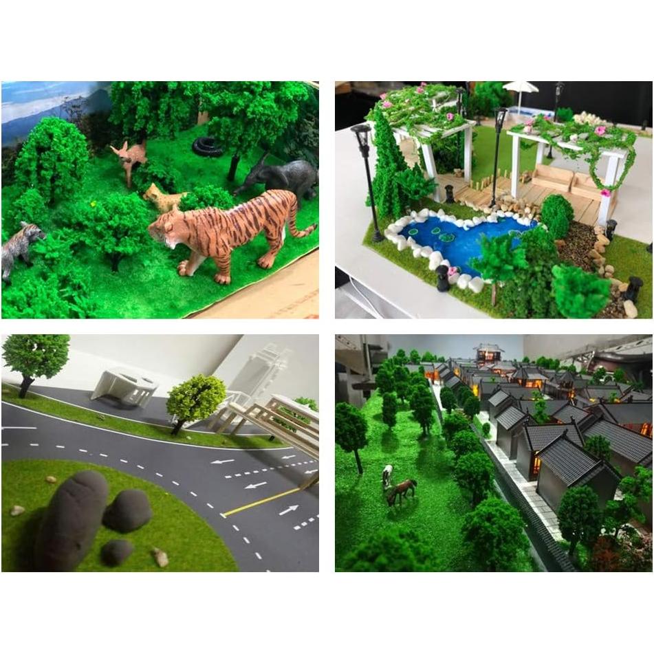 MOMOONNON 36 Árboles de Modelo Verde 3.5-15 cm para Diorama