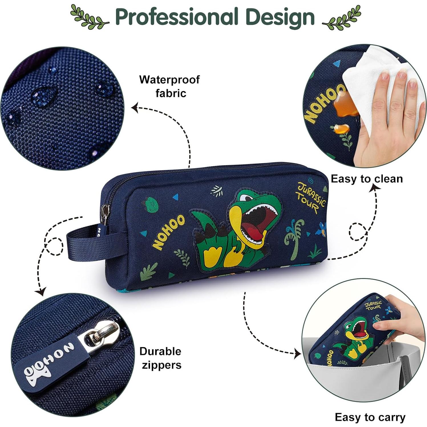 Estuche NOHOO Dinosaurios, bolsa de lápices portátil 21x12 cm