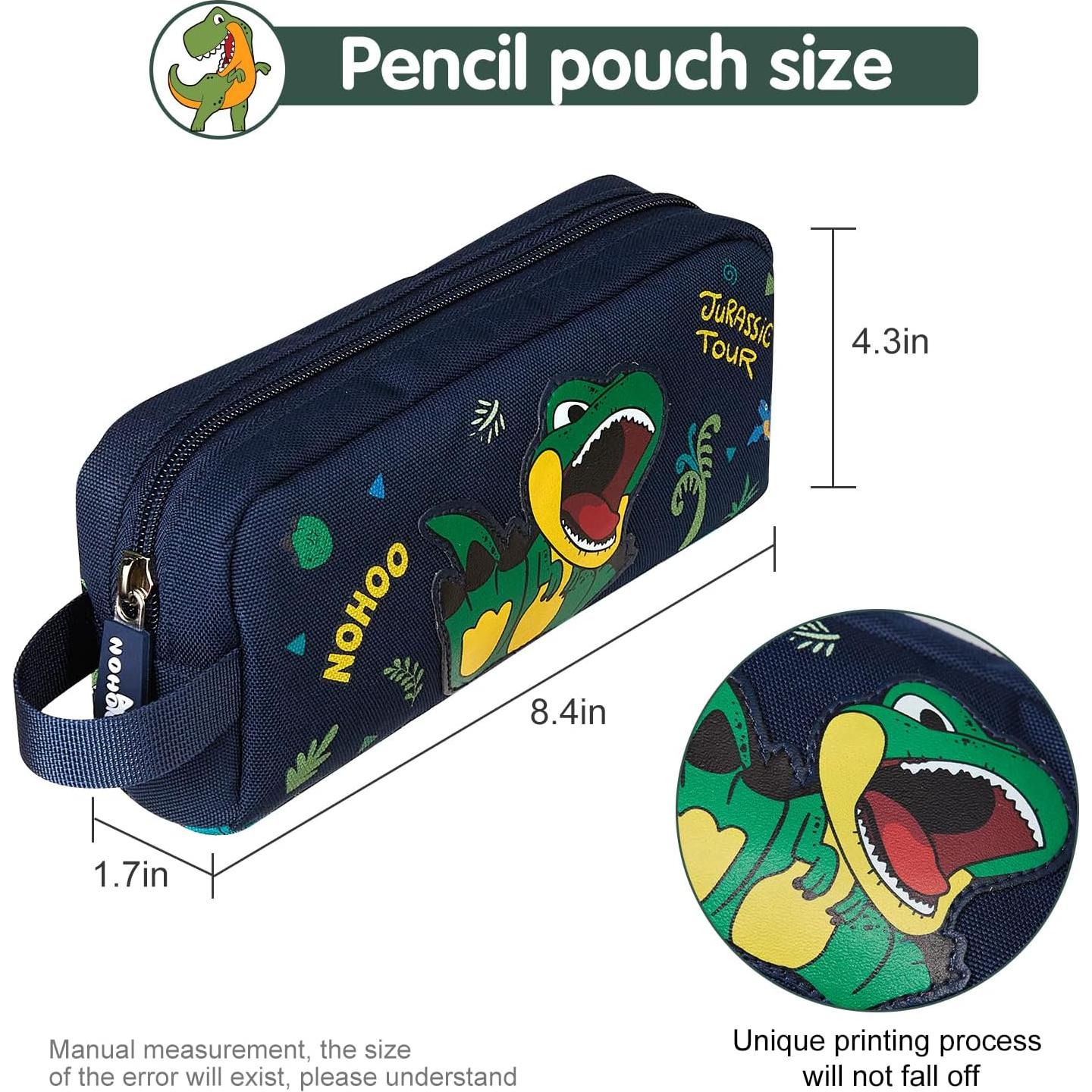 Estuche NOHOO Dinosaurios, bolsa de lápices portátil 21x12 cm