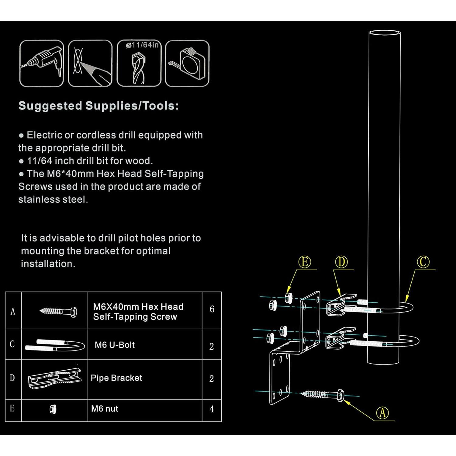Soporte de Montaje en Poste IMBESEL para Antenas Exteriores 40 cm