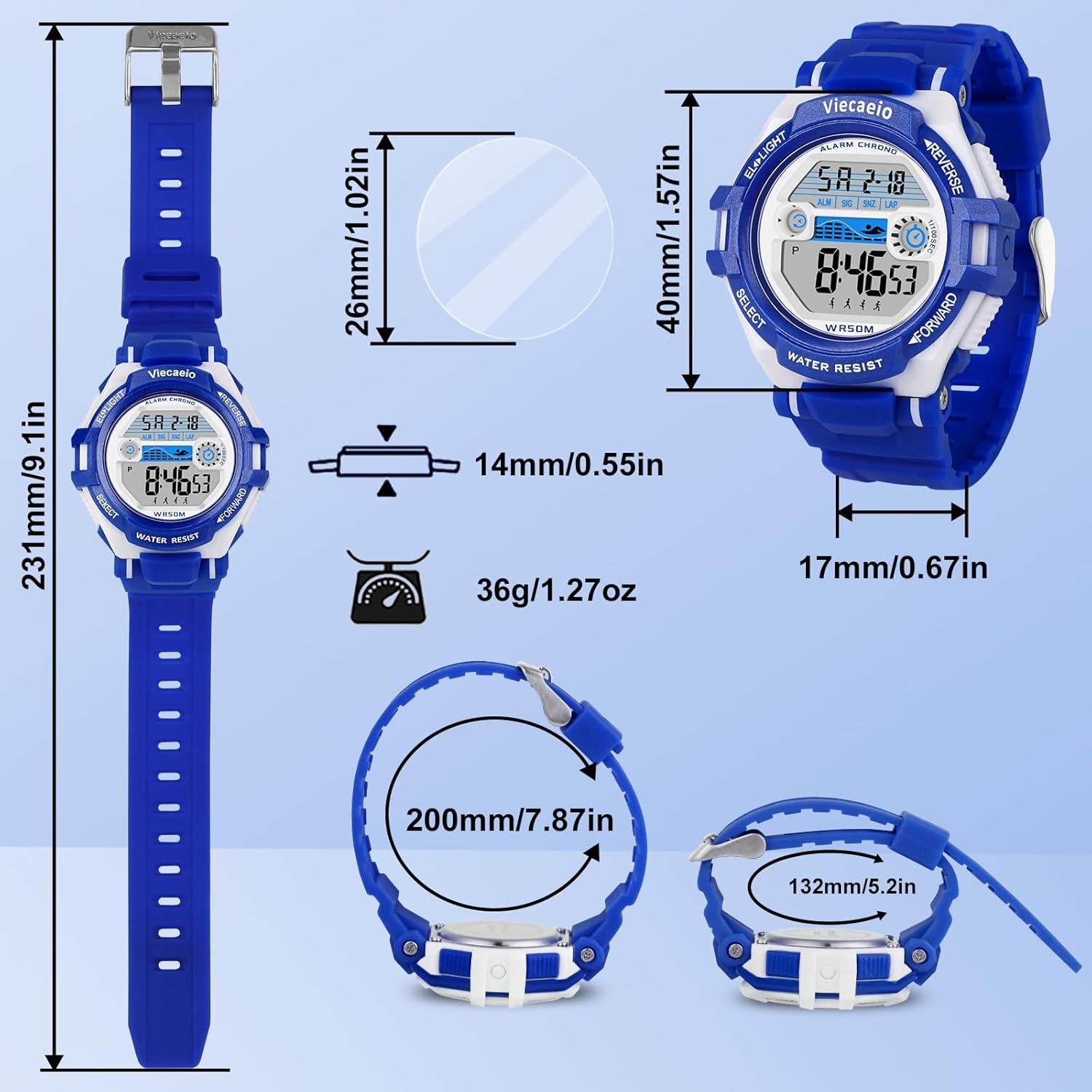 Reloj Digital Deportivo Viecaeio para Niños 5-17 Años