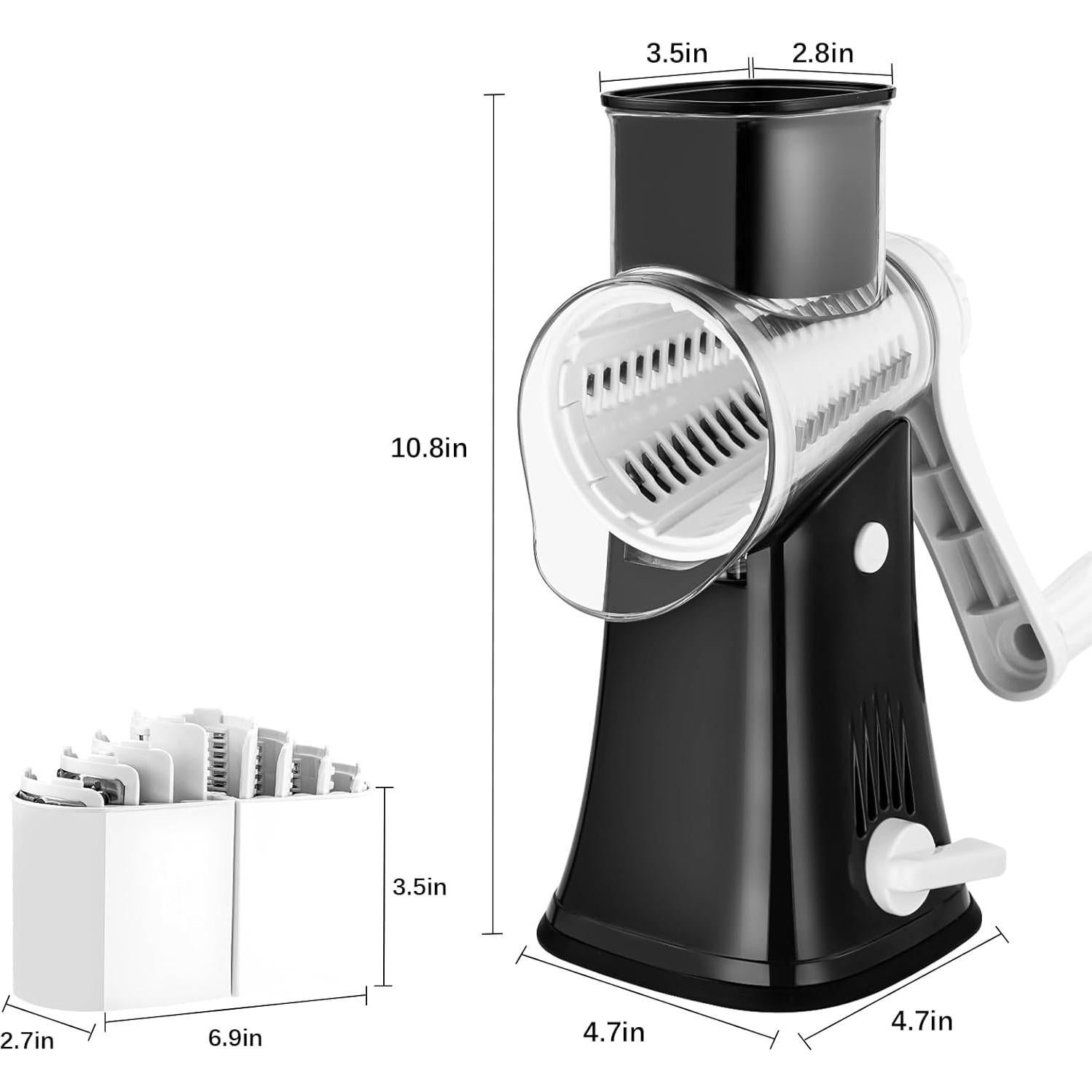 Rallador de Queso Rotatorio VEKAYA 5 en 1 Acero Inoxidable