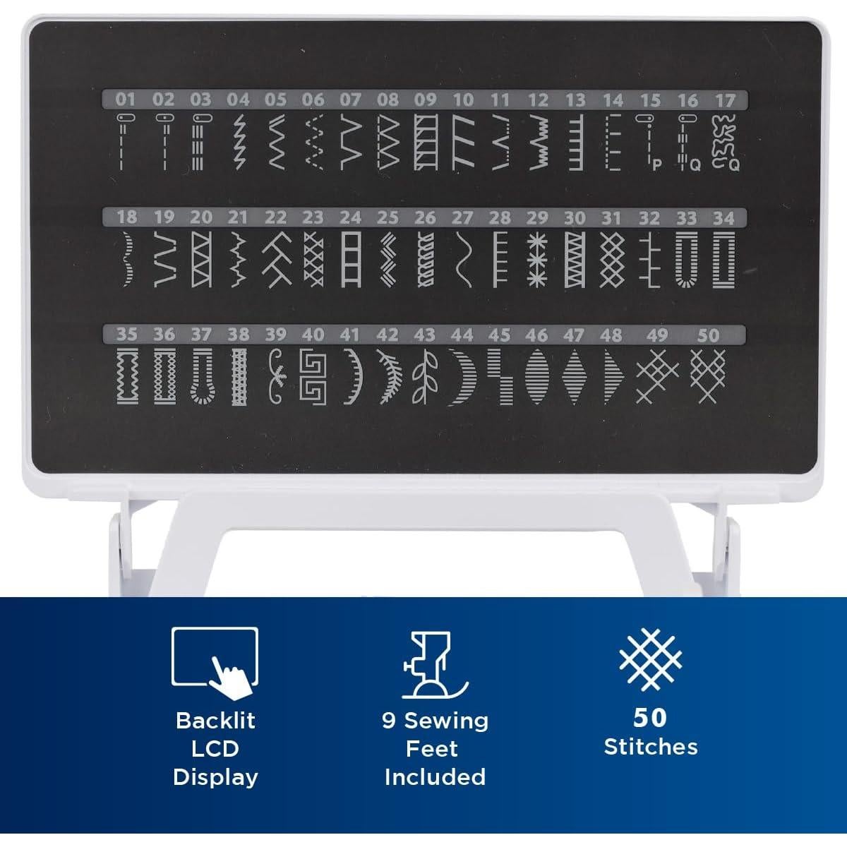 ST150HDH Sewing Machine, Strong & Tough, 50 Built-in Stitches, LCD Display, 9 Included Feet