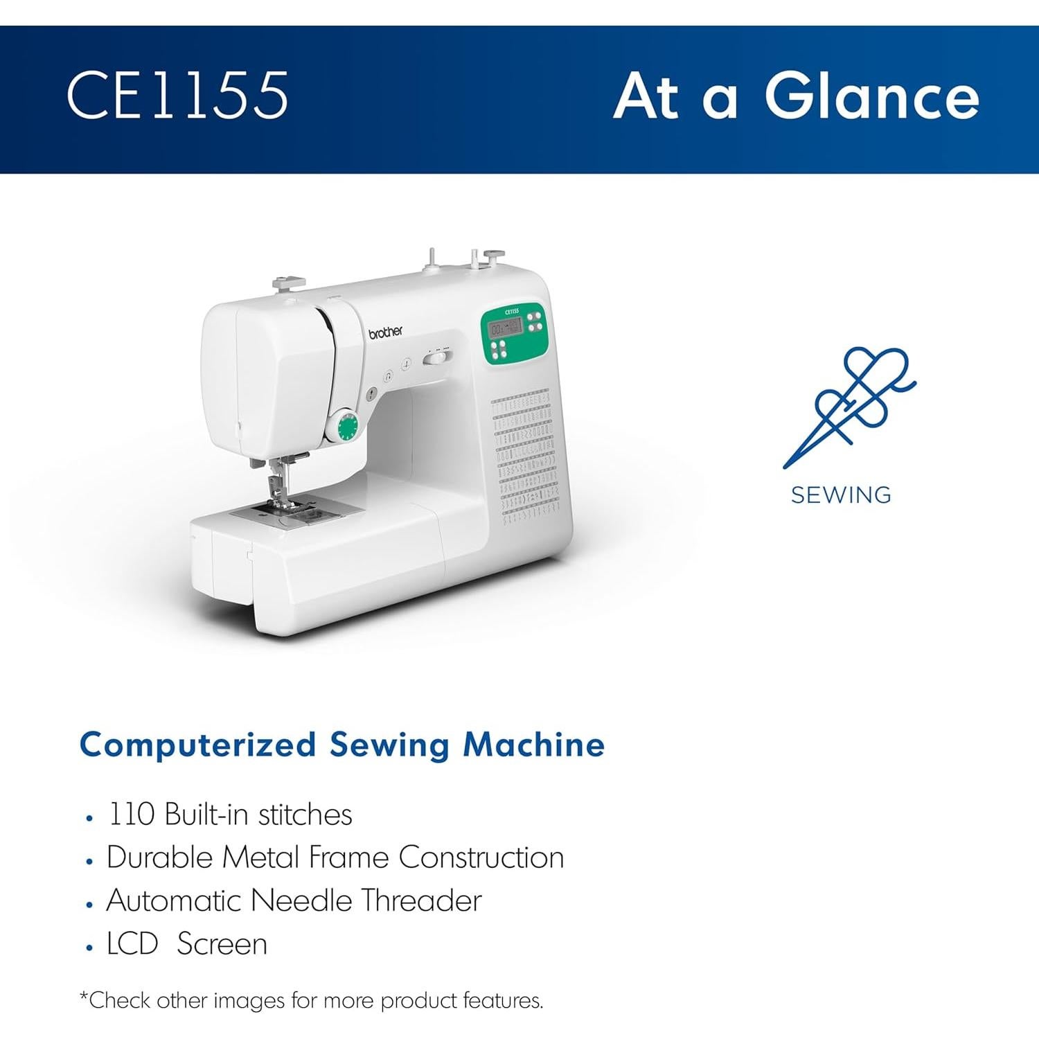 Máquina de Coser Computarizada Brother CE1155, 110 Puntadas, LCD