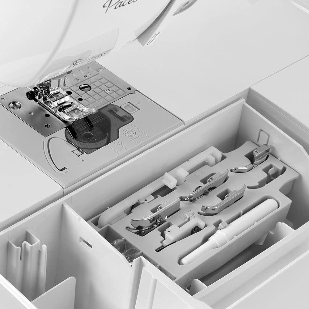 Innov-ís Pacesetter PS500 Computerized Sewing Machine Bundle - Includes Brother 5 Sewing Foot Embellishment Pack + Mr. Vac & Mrs. Sew - Ready, Set, Sew Video