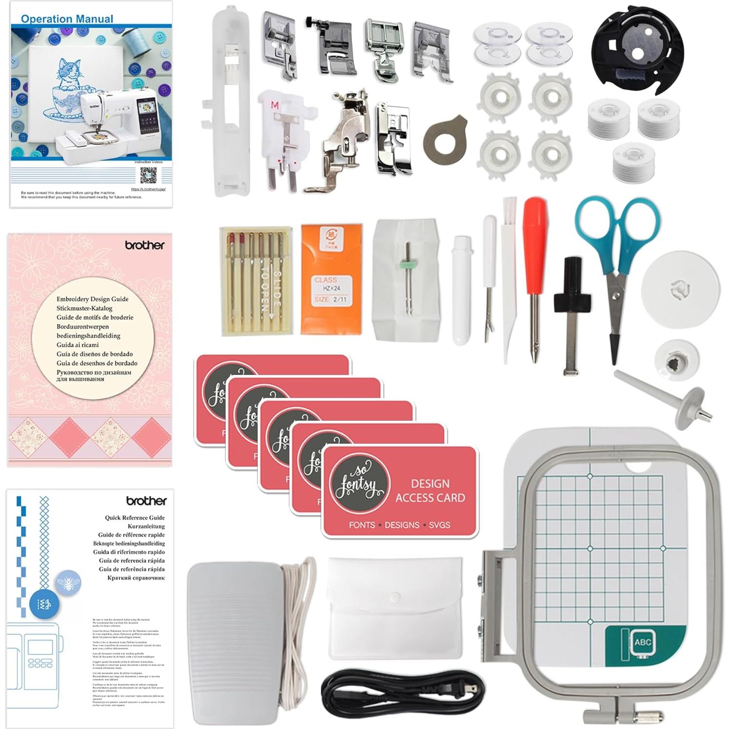 SE700 Embroidery & Sewing Machine with 50 Sewing Spools, Color Matching Bobbins & Accessories