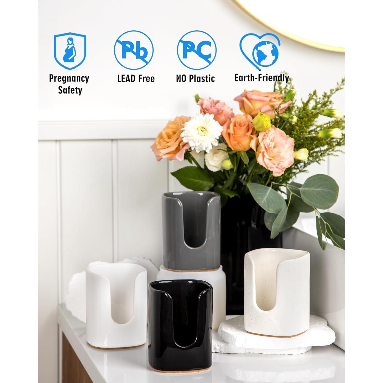 Dispensador de Tazas de Cerámica Cuadrado Viosuniu 5 oz Negro