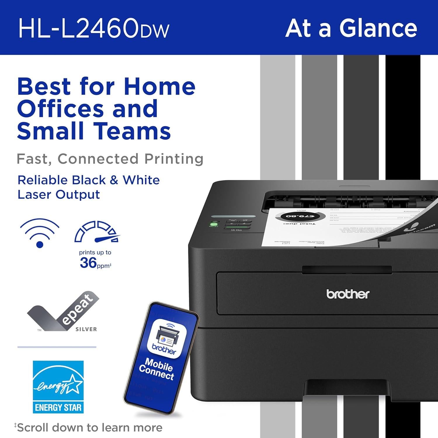 Impresora Láser Monocromática Brother HL-L2460DW Inalámbrica