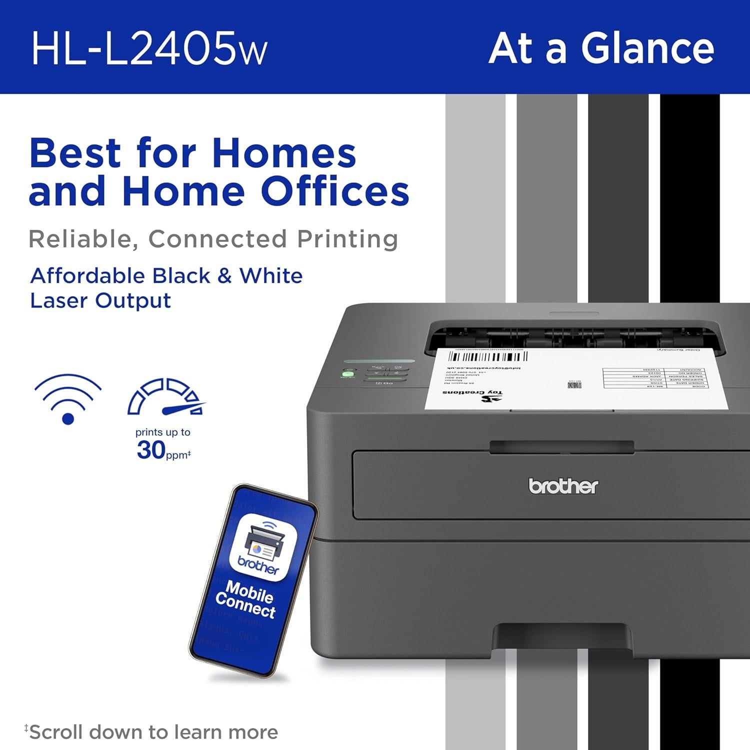 Impresora Láser Monocromática Brother HL-L2405W Inalámbrica