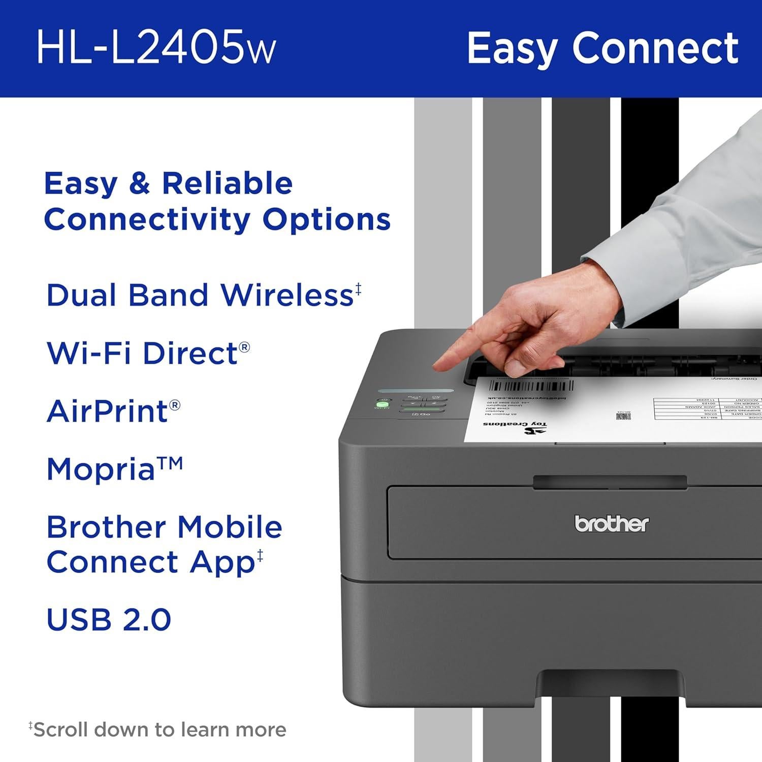 Impresora Láser Monocromática Brother HL-L2405W Inalámbrica