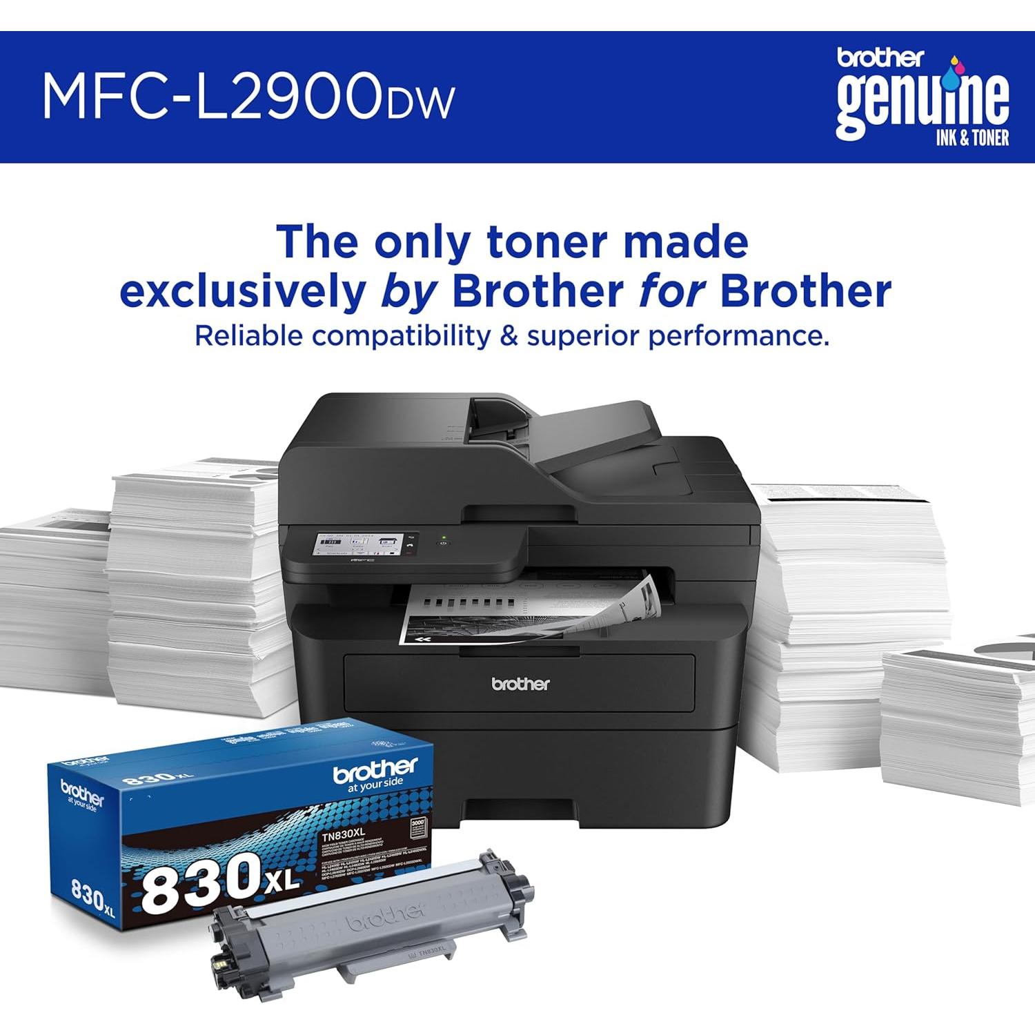 Professional Laser Printer with Scanner, High-Speed 36 ppm Monochrome All-in-One, Wireless Duplex Printing and Scanning, Cloud-Ready 3.5 in Touchscreen for Small Business (MFC-L2900DW)