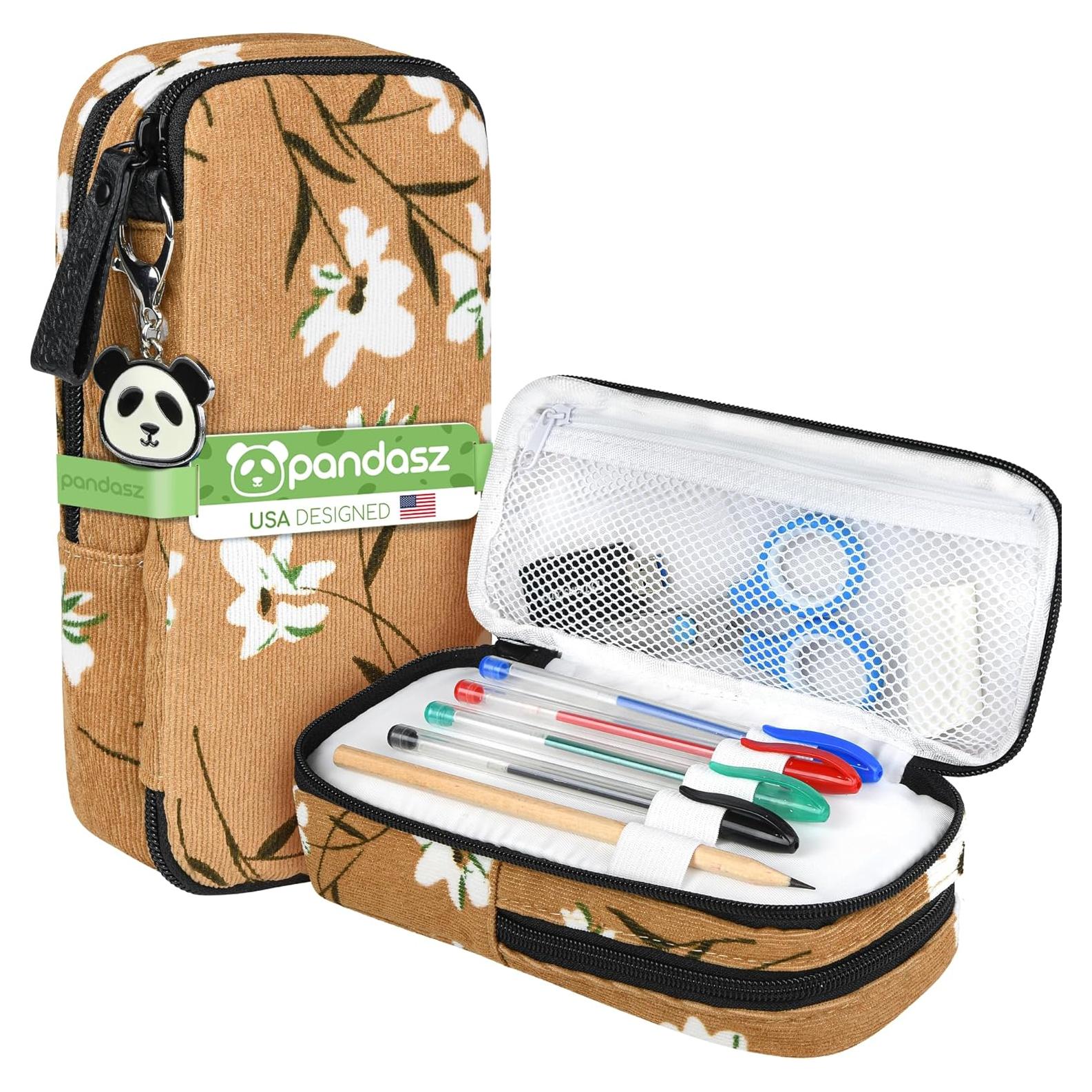 Estuche Escolar Pandasz Flor Marrón - Organizador de Lápices