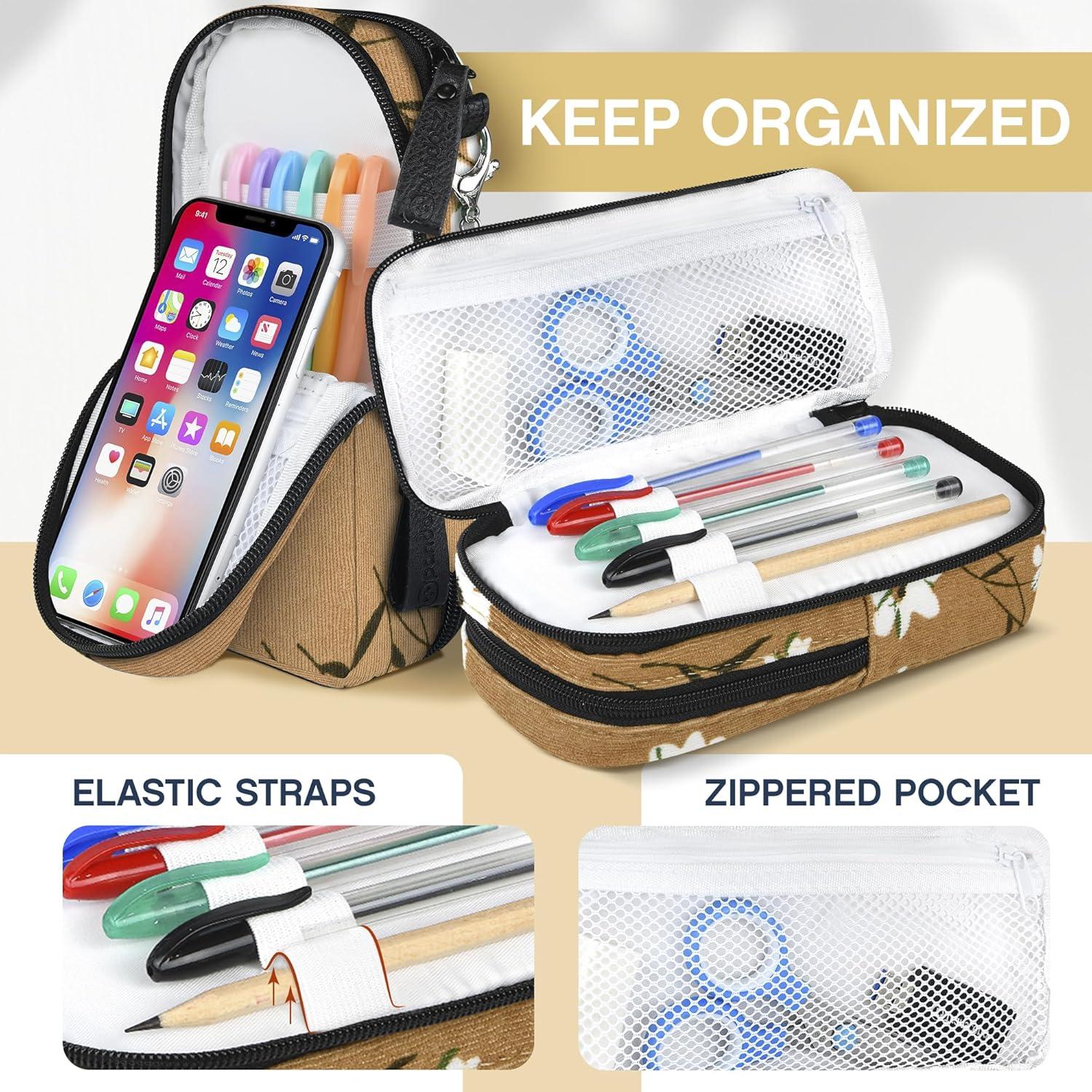 Estuche Escolar Pandasz Flor Marrón - Organizador de Lápices