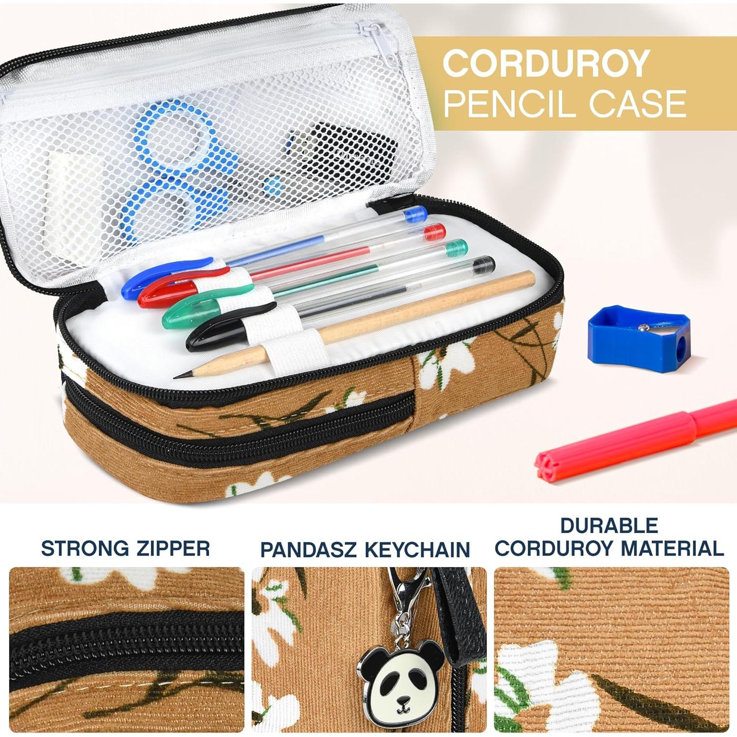 Estuche Escolar Pandasz Flor Marrón - Organizador de Lápices