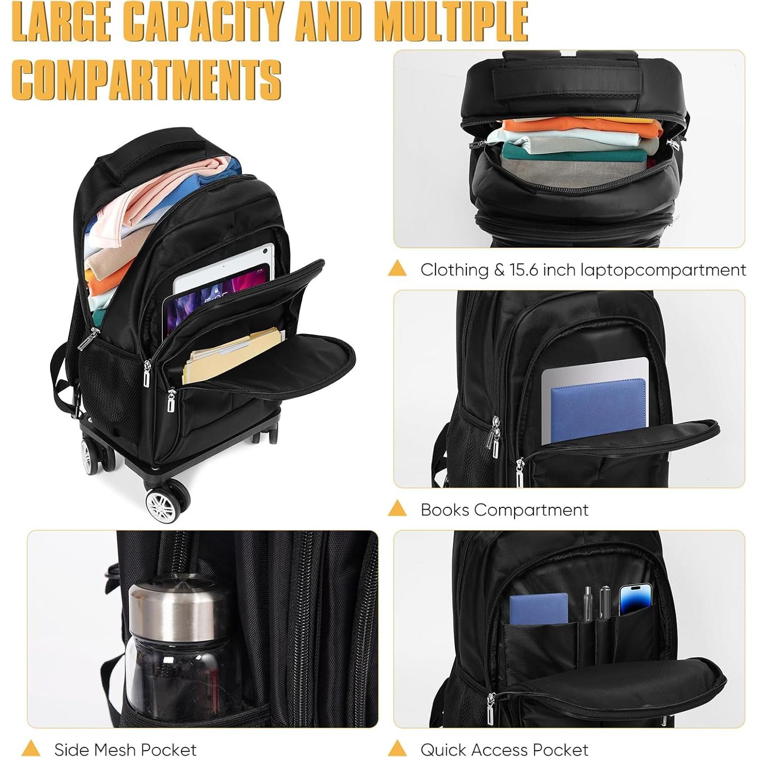 Mochila Rodante Diwolor 35L para Laptop 15.6" 4 Ruedas