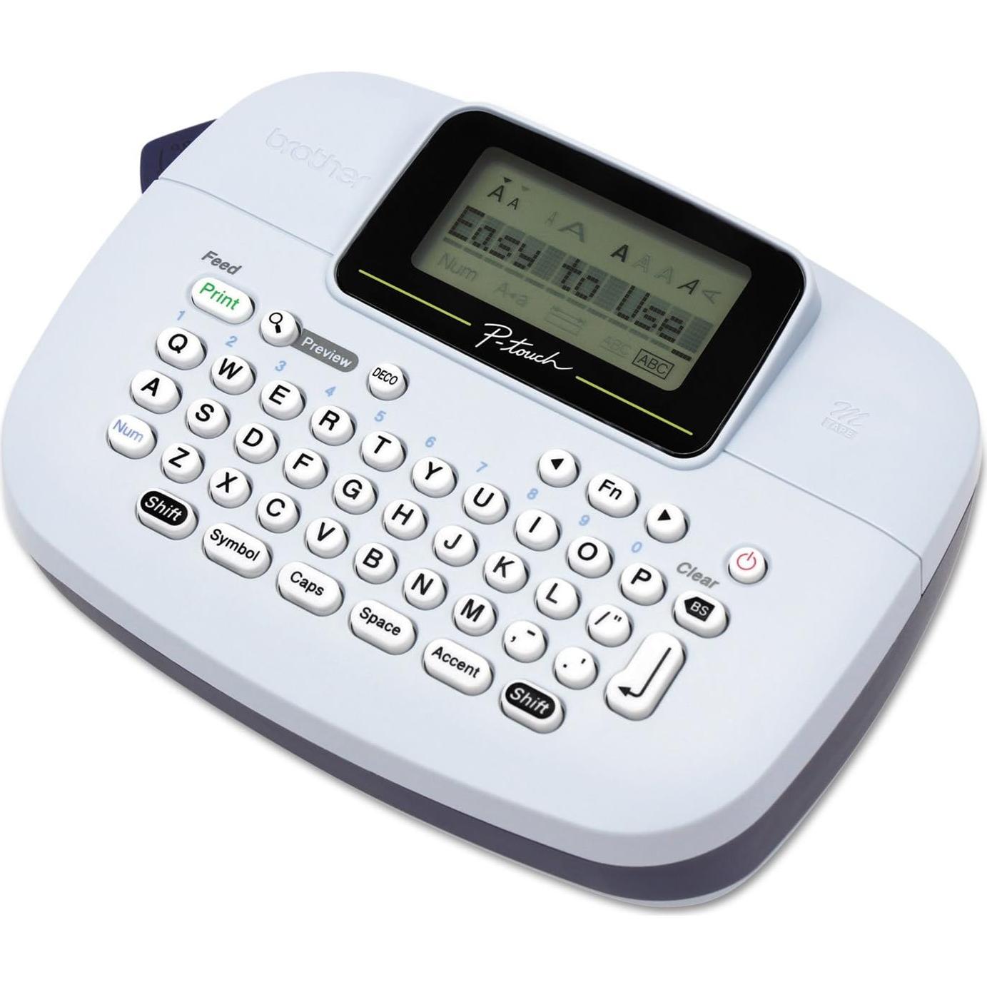 P-Touch Professional Label Maker PTM95 with 9 Type Styles and 8 Deco Patterns for Small Business, Home Office Organization, and Storage Labels - Portable Handheld Design with QWERTY Keyboard