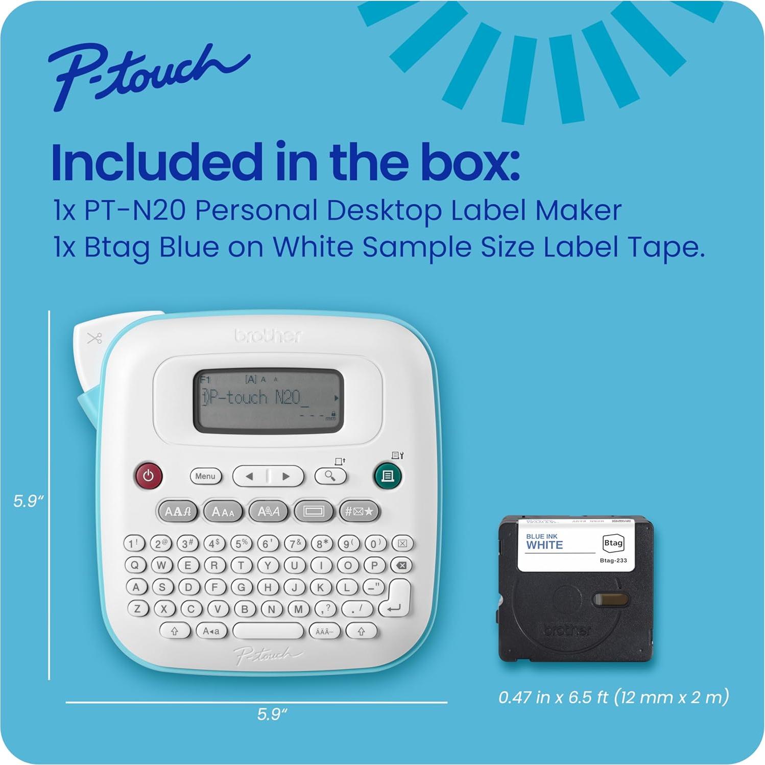 Brother P-Touch PT-N20 Fabricador de Etiquetas 12mm Portátil