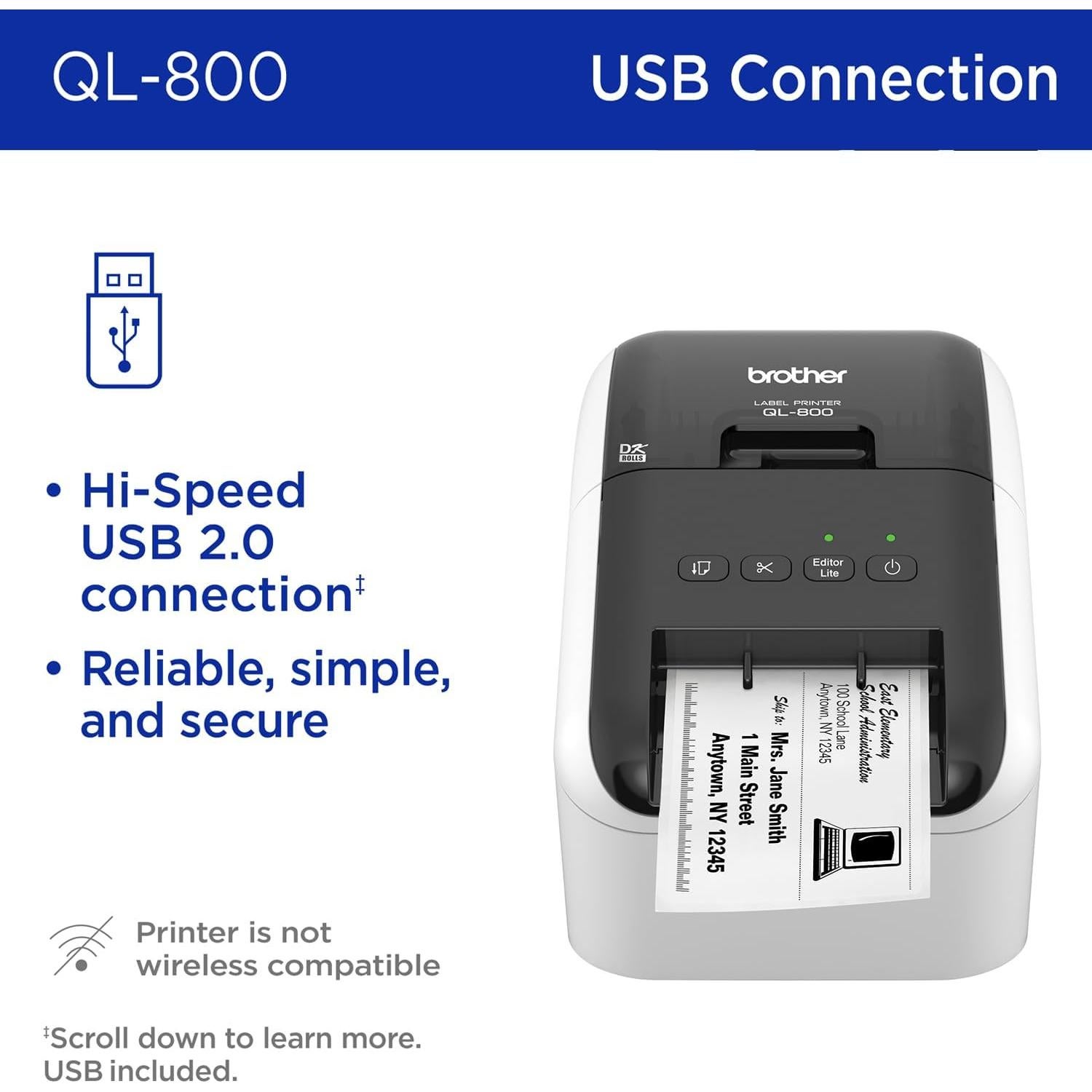 Impresora de Etiquetas Brother QL-800, Doble Color, 93 ppm
