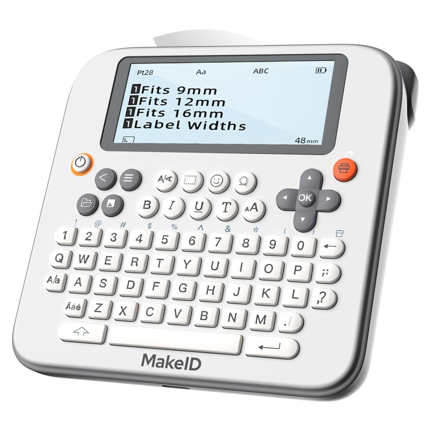 Makeid Label Maker E1, Bluetooth Rechargeable Label Maker Machine, QWERTY Keyboard Labeler, 3.4" Backlighting LCD Screen, Prints 9~16 mm