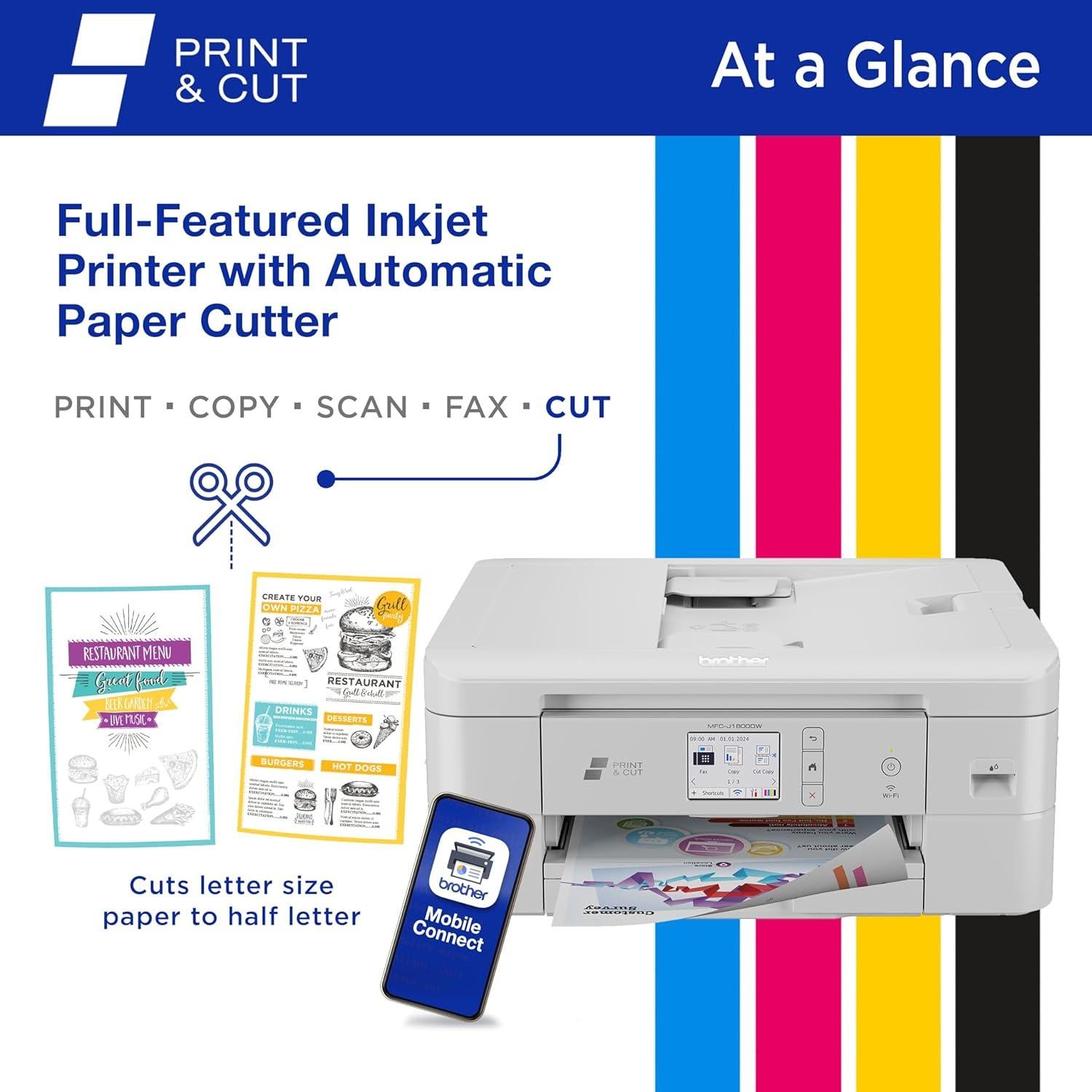 Impresora Inalámbrica Todo-en-Uno Brother MFC-J1800DW Color