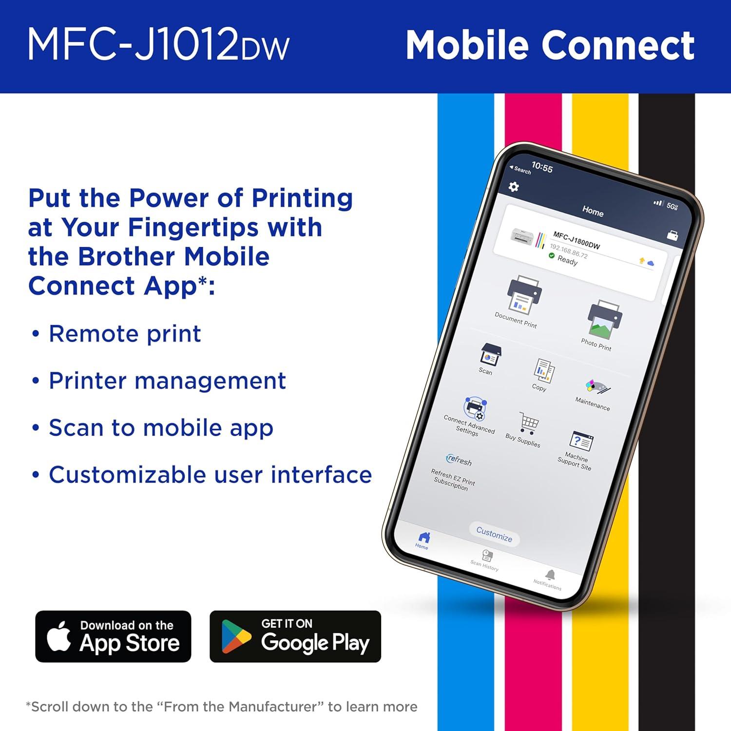 Impresora Multifuncional Brother MFC-J1012DW Inalámbrica Color