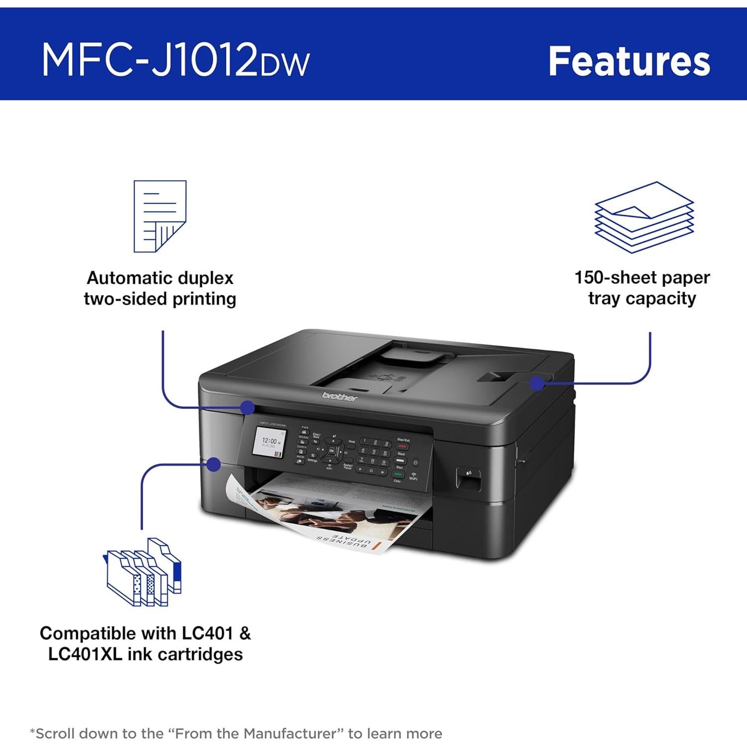 Impresora Multifuncional Brother MFC-J1012DW Inalámbrica Color