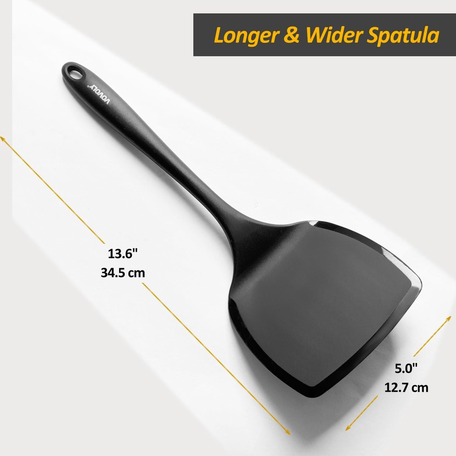 Espátula de Silicona Vovoly Extra Grande Negra para Cocina