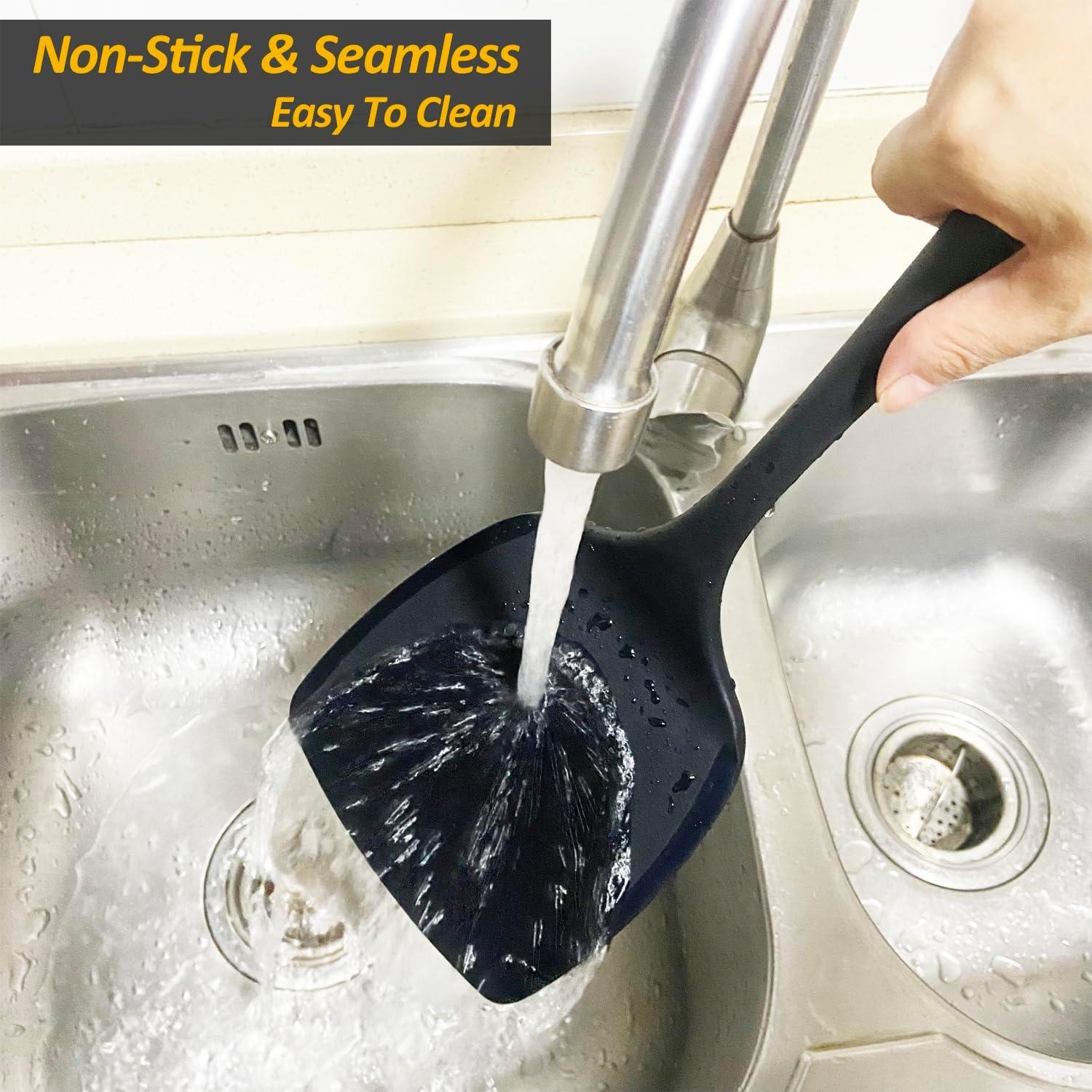 Espátula de Silicona Vovoly Extra Grande Negra para Cocina