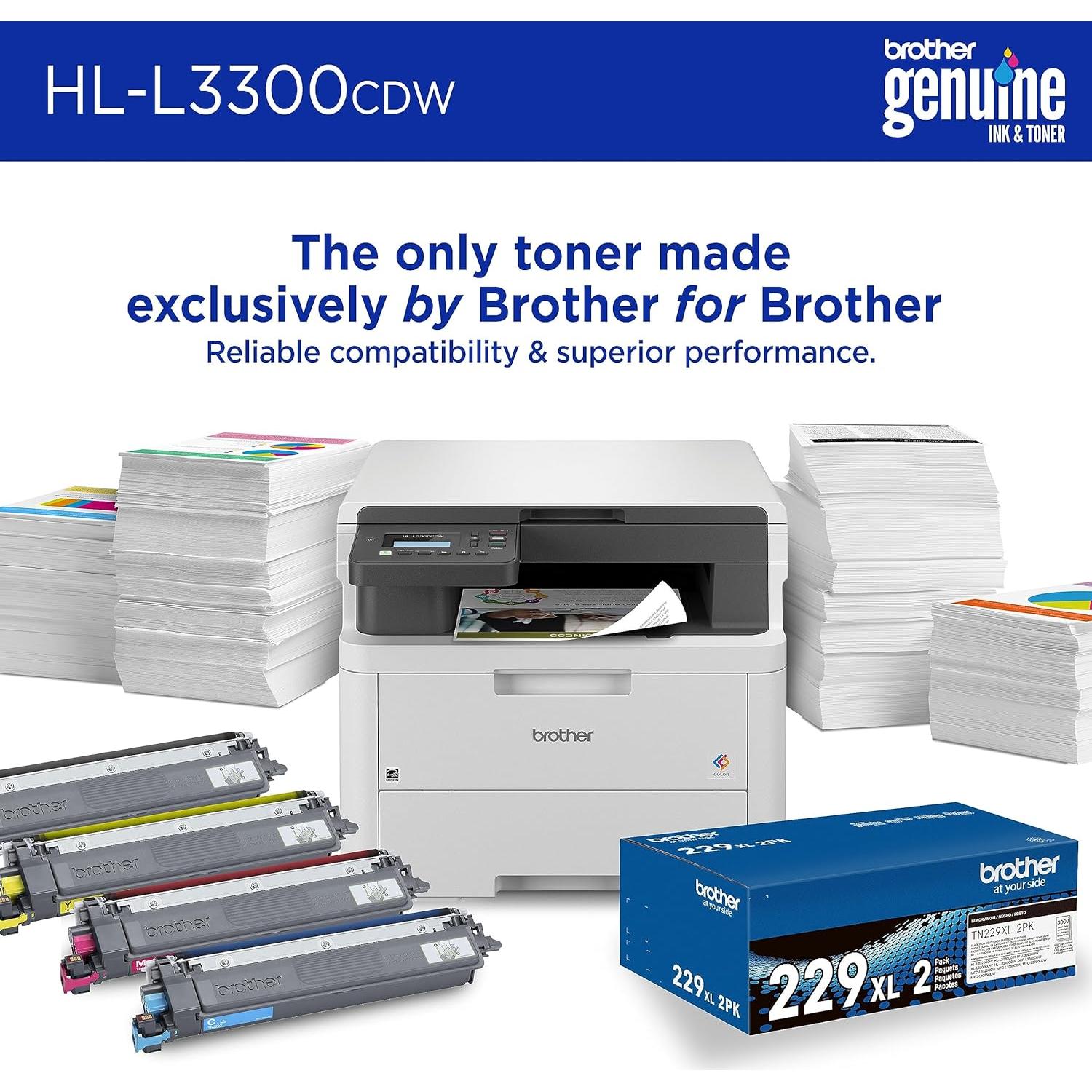 HL-L3300CDW Wireless Digital Color Multi-Function Printer with Laser Quality Output, Copy & Scan, Duplex, Mobile | Includes 2 Month Refresh Subscription Trial ¹, Works with Alexa