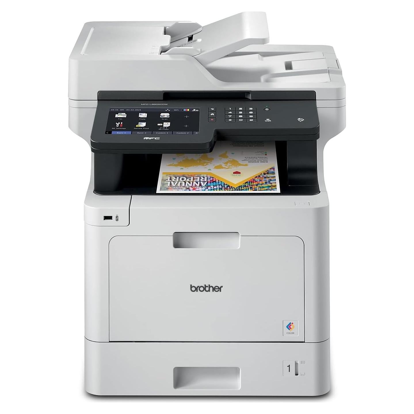 Color Laser All-in-One Printer with Advanced Security, High-Speed 33ppm Printing, Wireless Network, 7 in Touchscreen, Duplex Print and Scan for Business (MFC-L8905CDW)