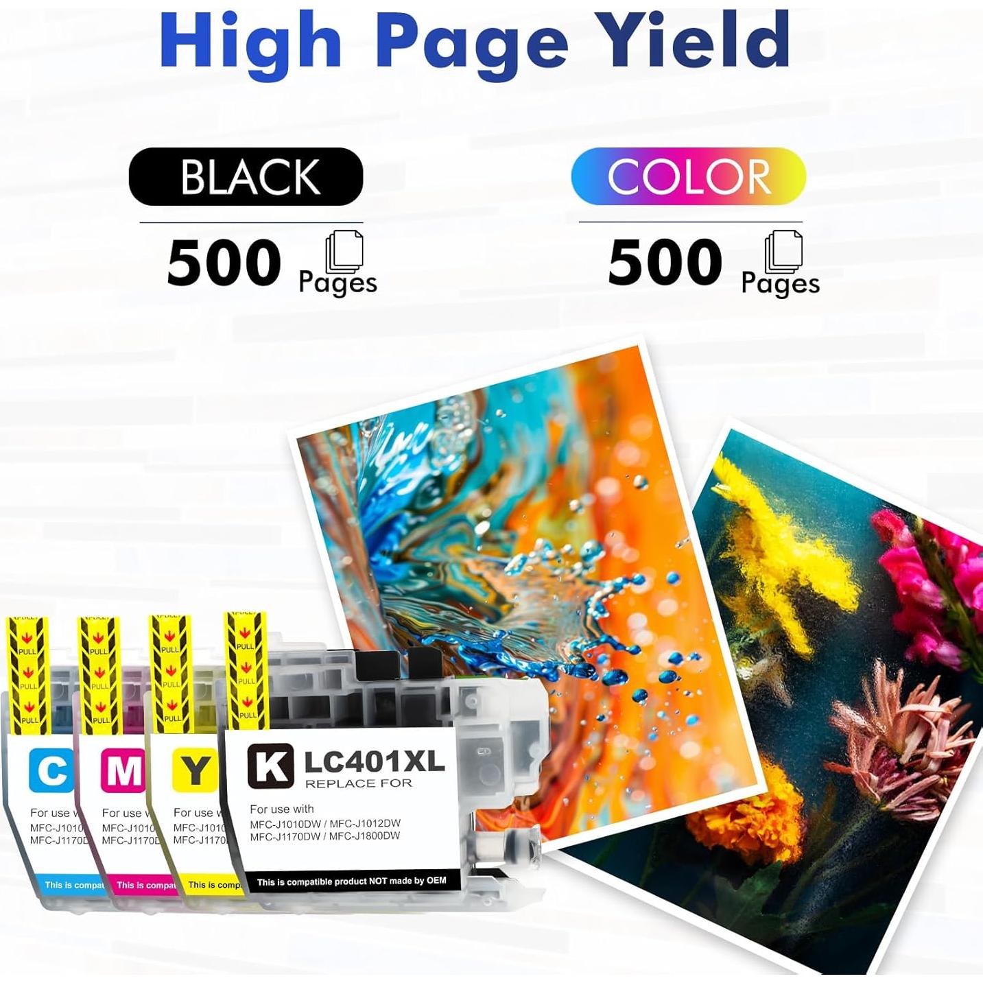 Cartuchos de tinta Brother LC401XL - Paquete de 4 Negro Cian Magenta Amarillo