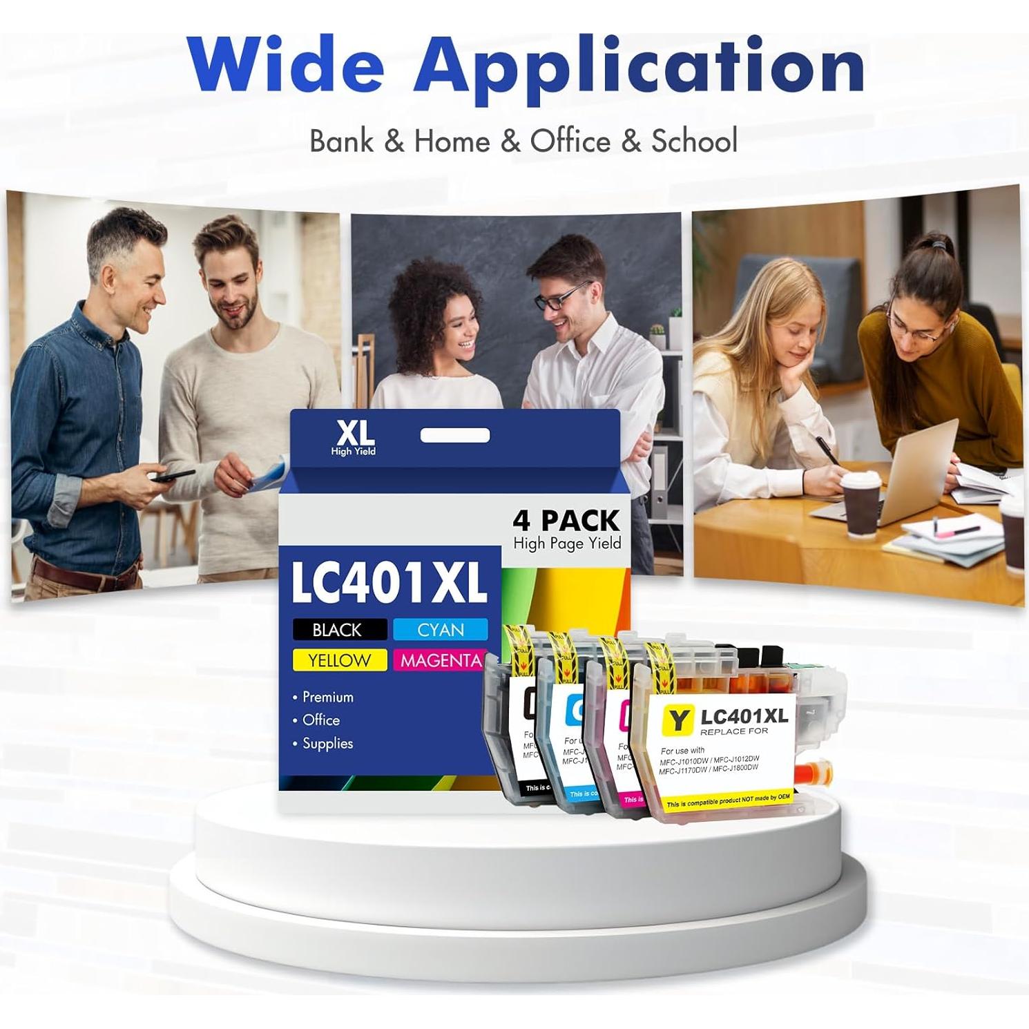 Cartuchos de tinta Brother LC401XL - Paquete de 4 Negro Cian Magenta Amarillo