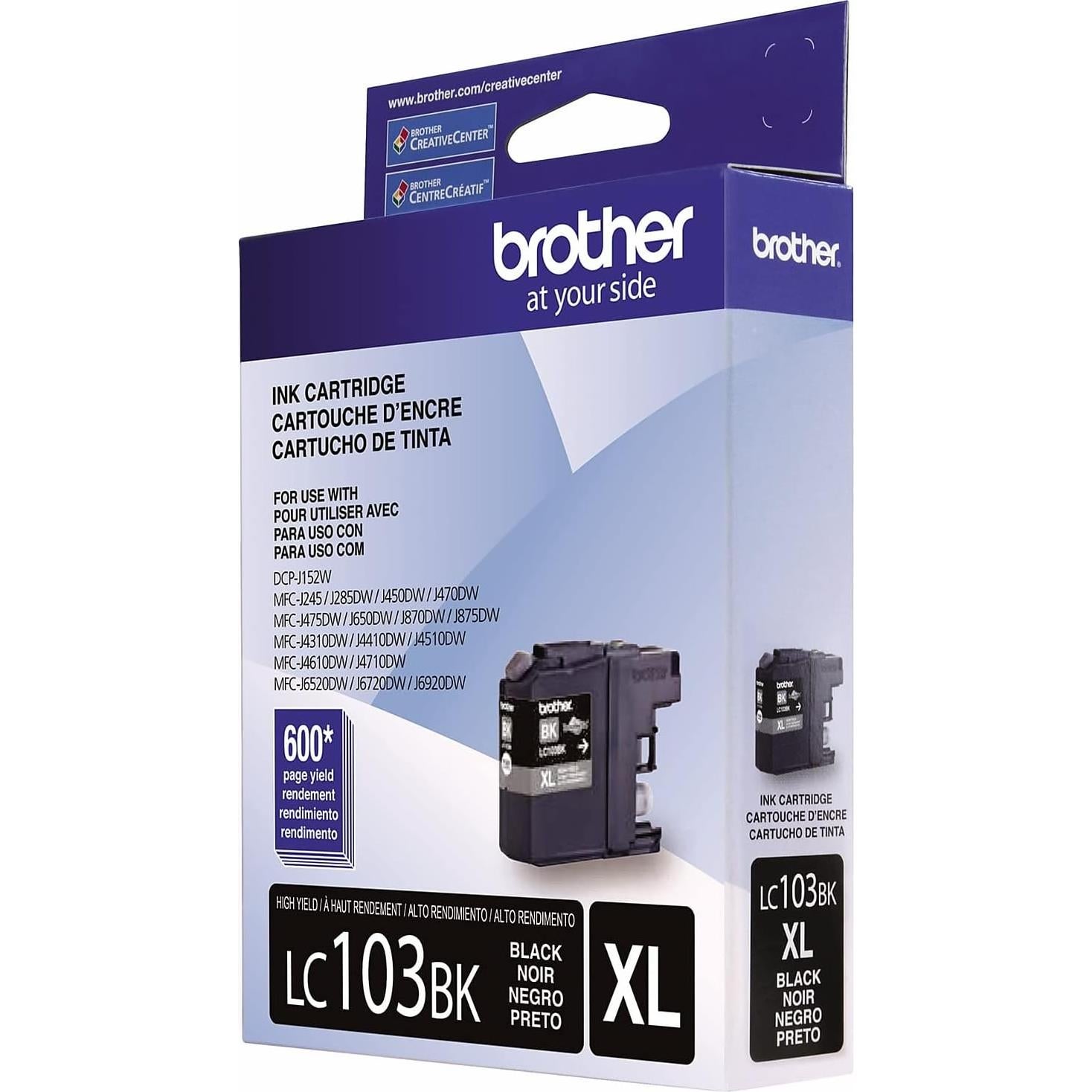 Cartucho de Tinta Negra Brother LC103BK - Alto Rendimiento 600 Páginas